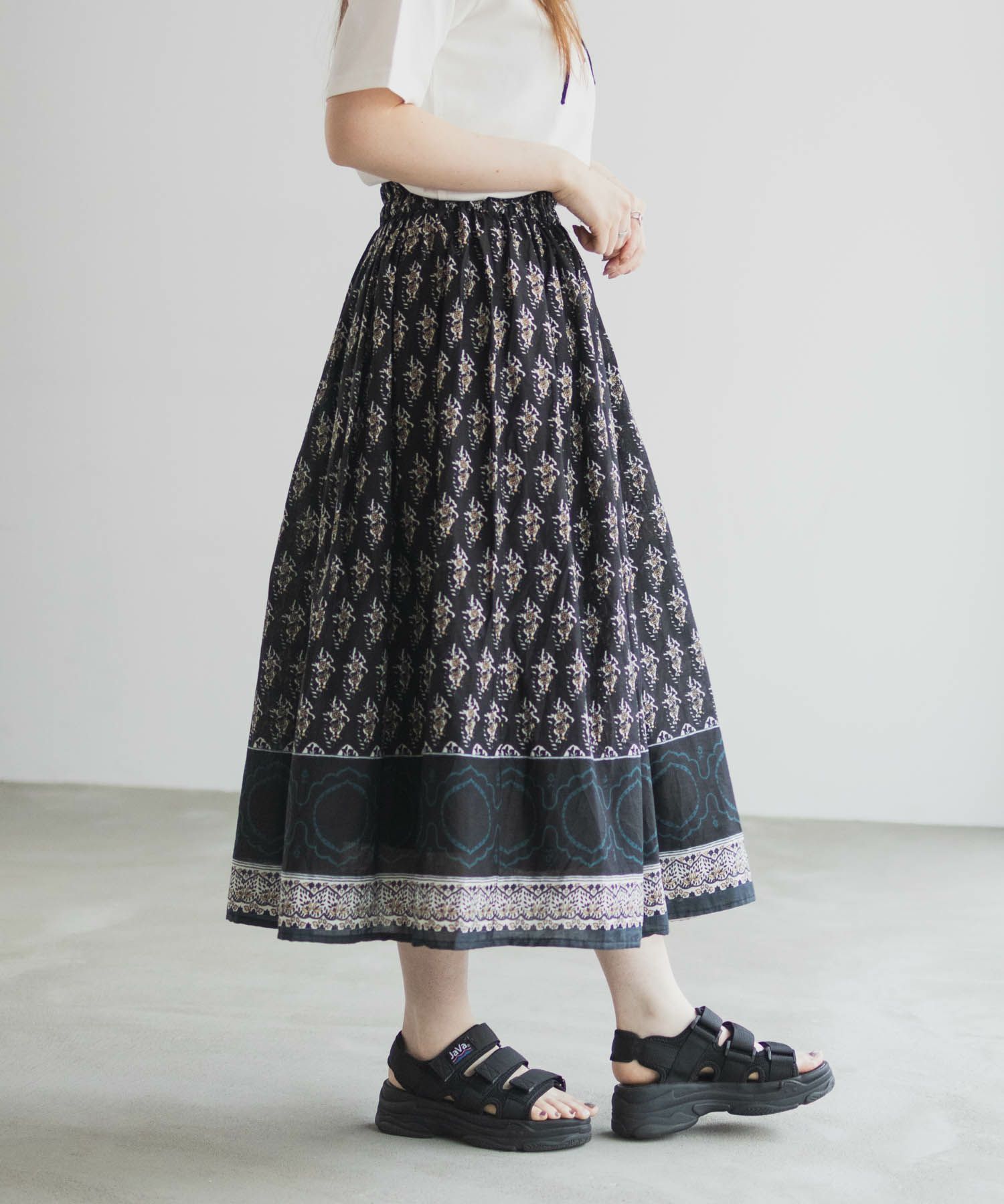 Howdy Marie  インドファブリック 綿ボイル総柄スカート レディース商品画像-8