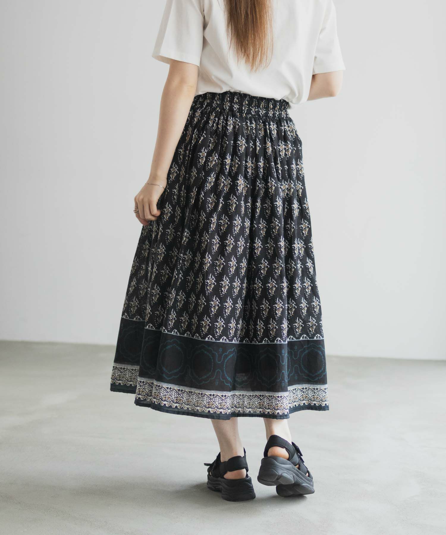 Howdy Marie  インドファブリック 綿ボイル総柄スカート レディース商品画像-9