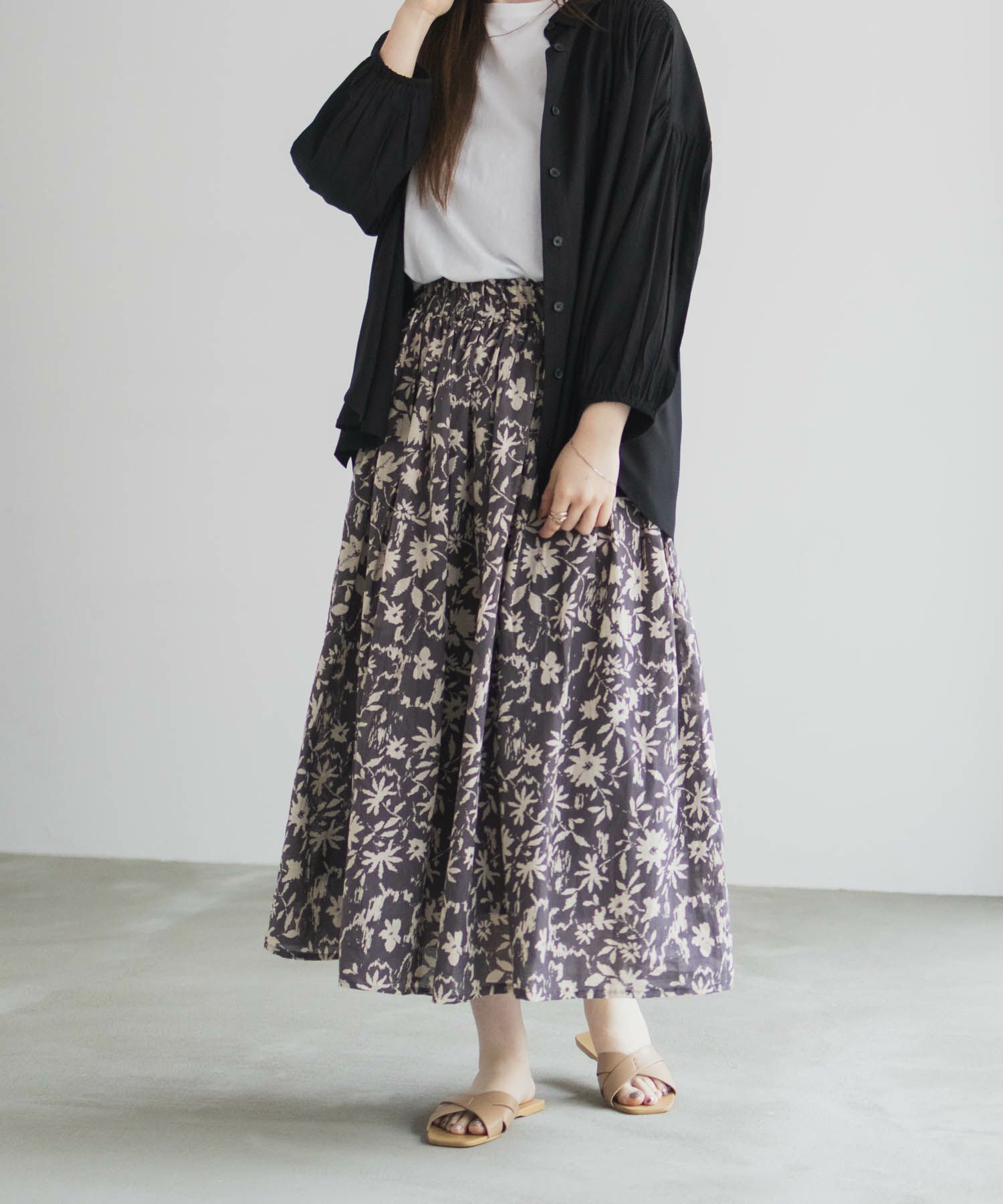 Howdy Marie  インドファブリック 綿ボイル総柄スカート レディース商品画像-12