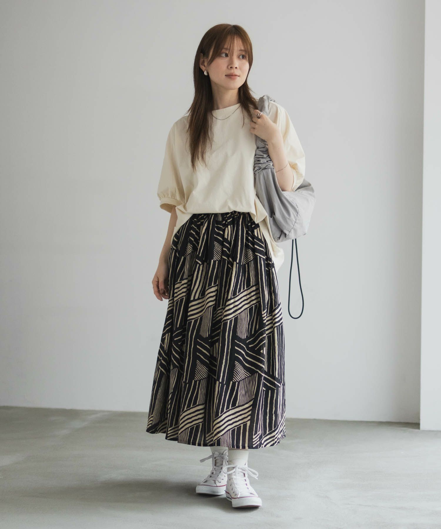 Howdy Marie インドファブリック 綿ボイル総柄スカート レディース