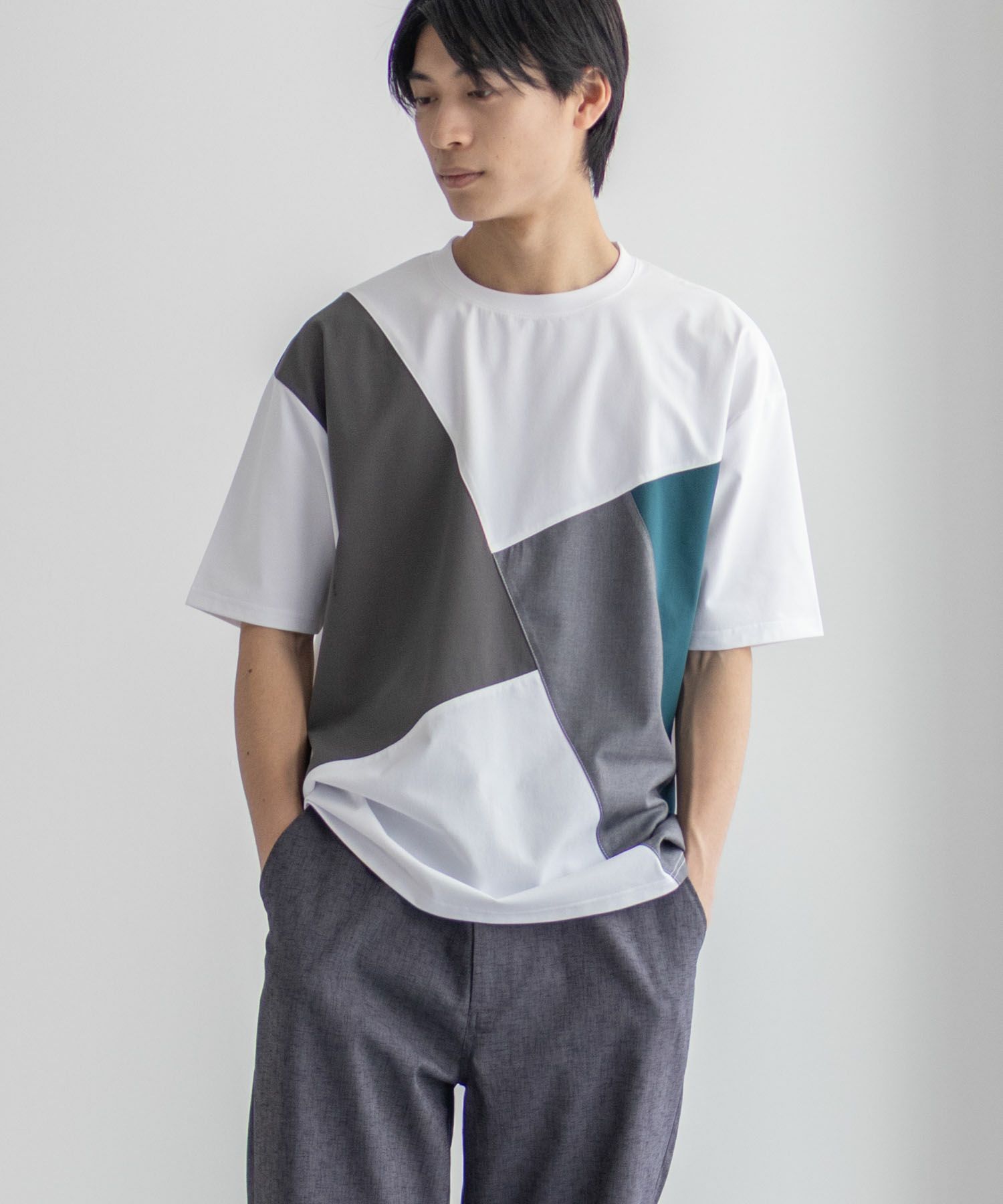 URBAN COLLECTION  AIR Smoosy 切替Tシャツ メンズ メール便 対応商品商品画像-4