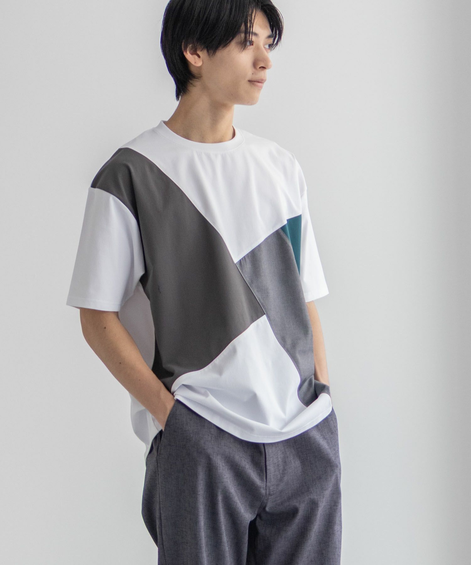 URBAN COLLECTION  AIR Smoosy 切替Tシャツ メンズ メール便 対応商品商品画像-5