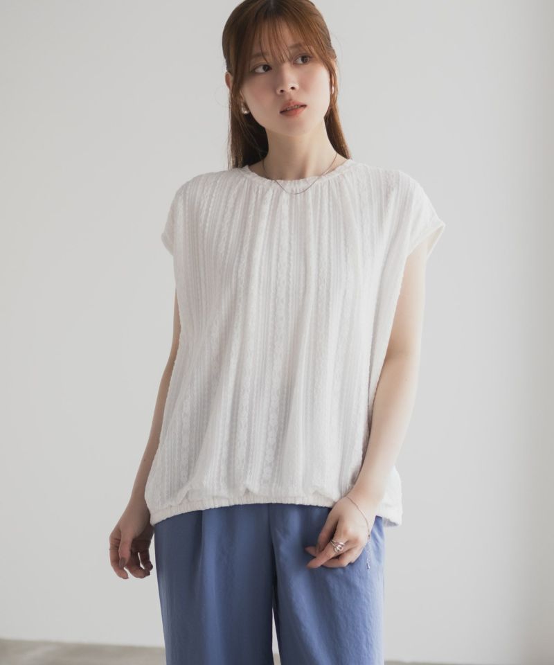 HusHusH  レースバルーンフレンチTシャツ レディース メール便 対応商品商品画像-1