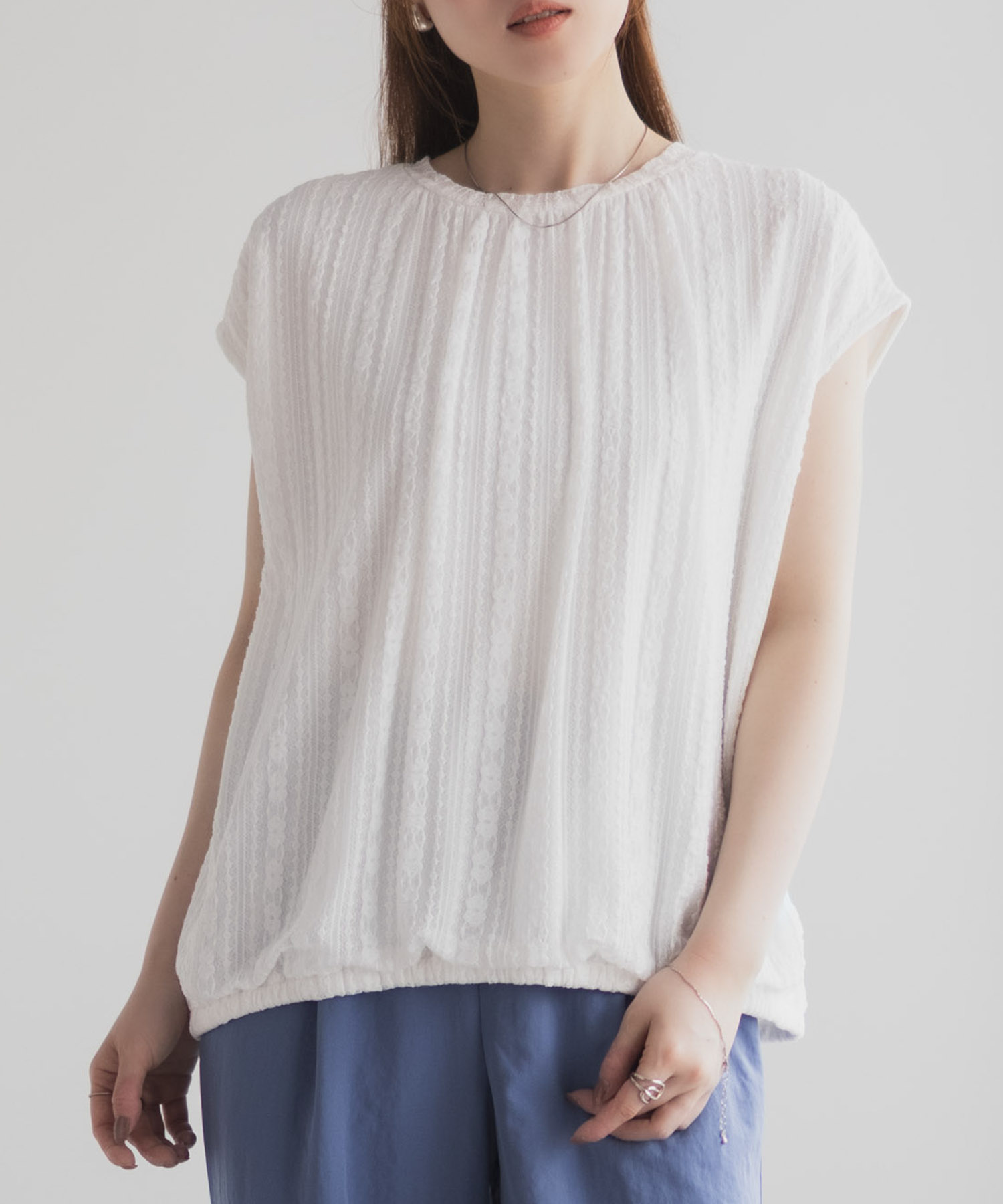 HusHusH レースバルーンフレンチTシャツ レディース メール便 対応商品商品画像-1