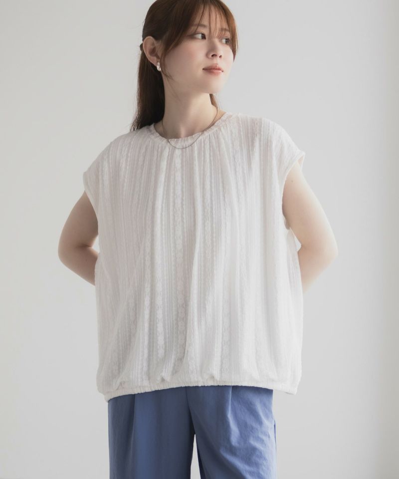 HusHusH  レースバルーンフレンチTシャツ レディース メール便 対応商品商品画像-5