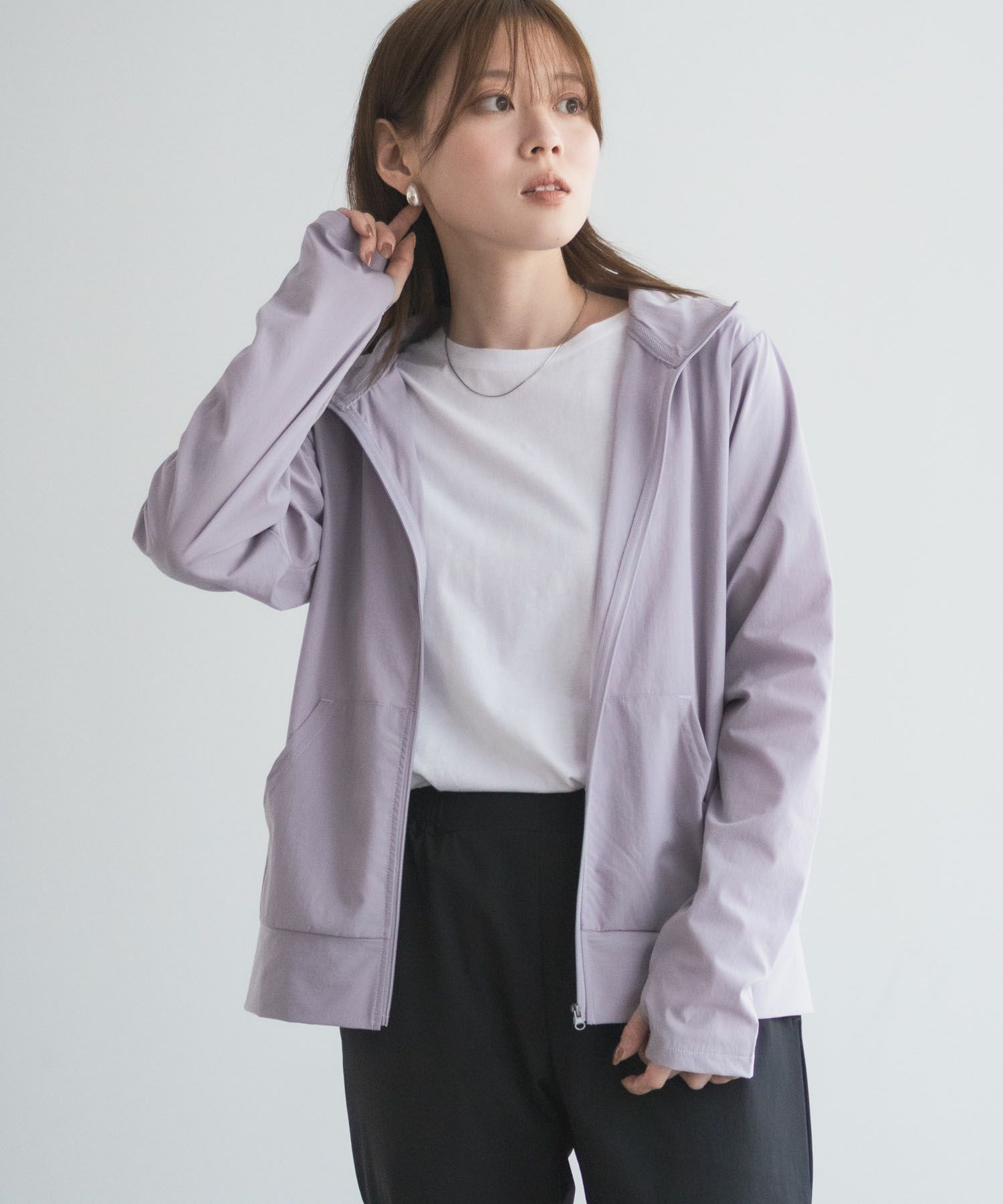 nAvy ラッシュガード ジップスタンド レディース