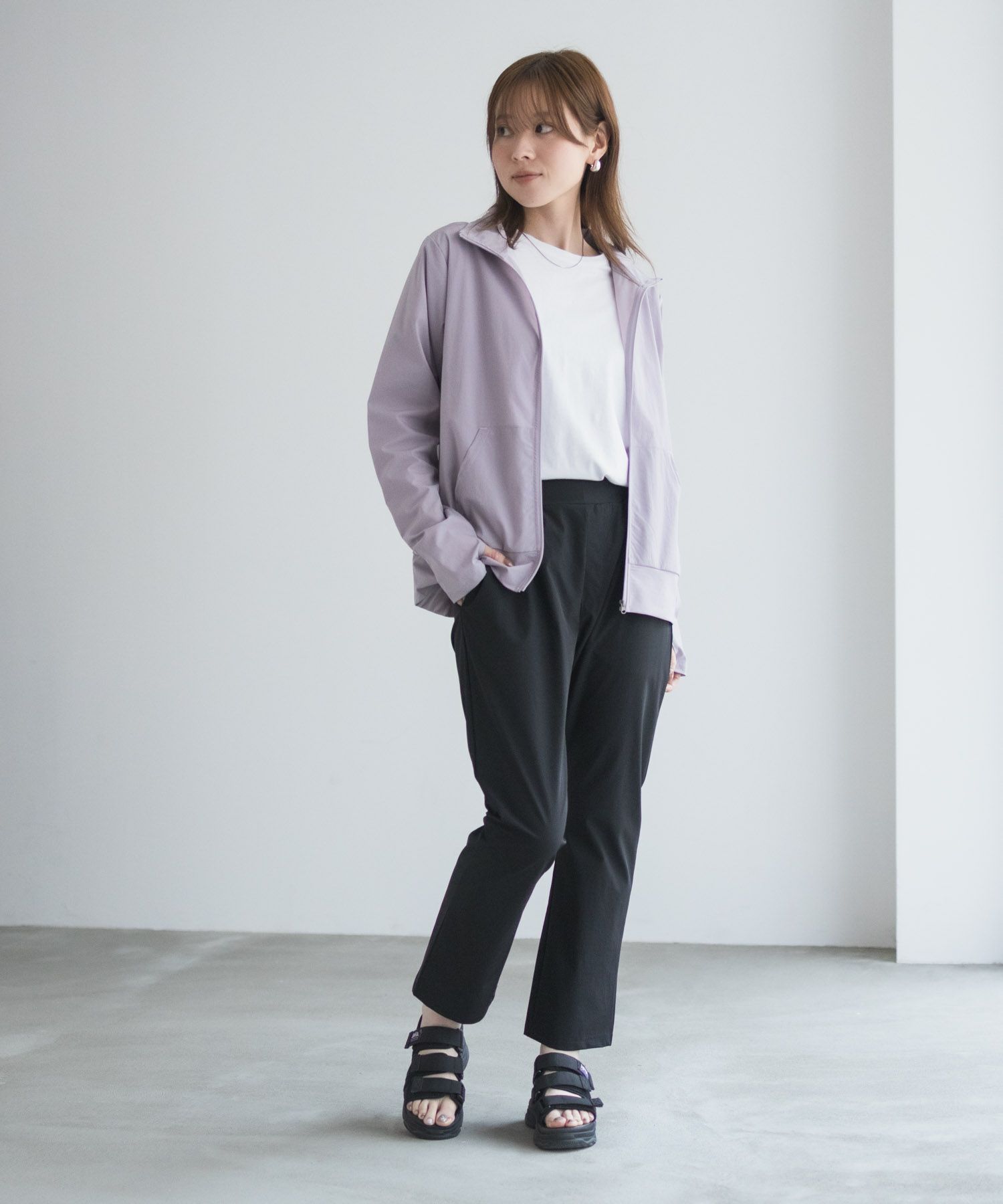 nAvy ラッシュガード ジップスタンド レディース