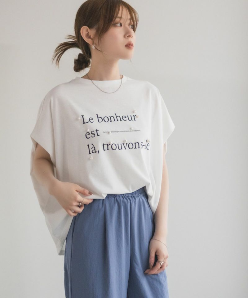 HusHusH パール使いプリントドルマンTシャツ レディース メール便 対応商品商品画像-1