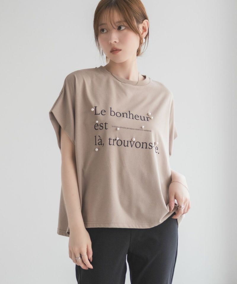 HusHusH  パール使いプリントドルマンTシャツ レディース メール便 対応商品商品画像-3