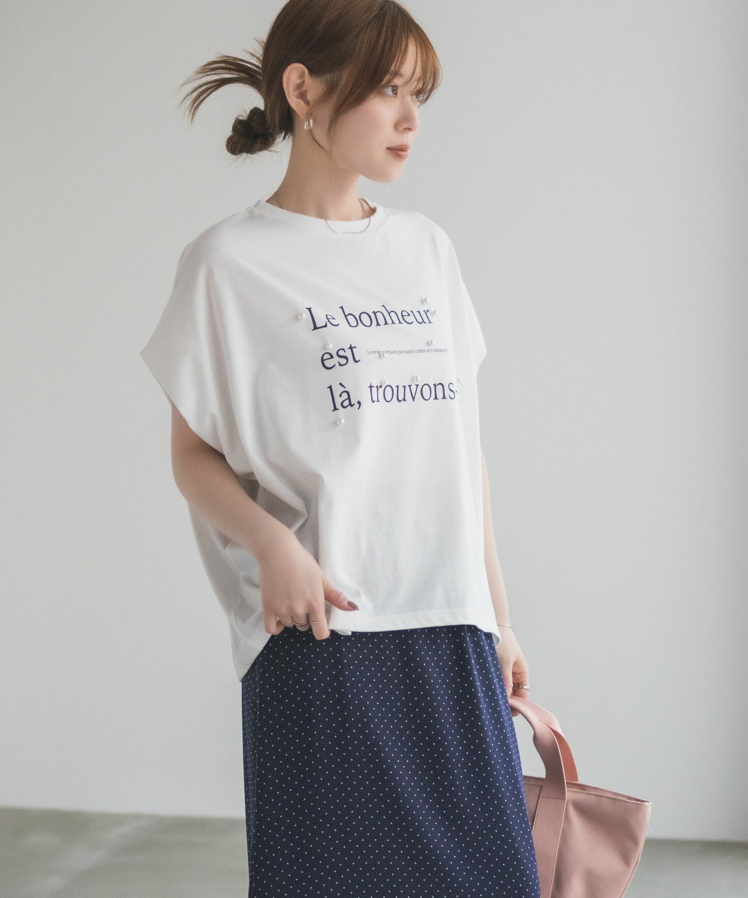 HusHusH パール使いプリントドルマンTシャツ レディース メール便 対応商品商品サムネイル-7