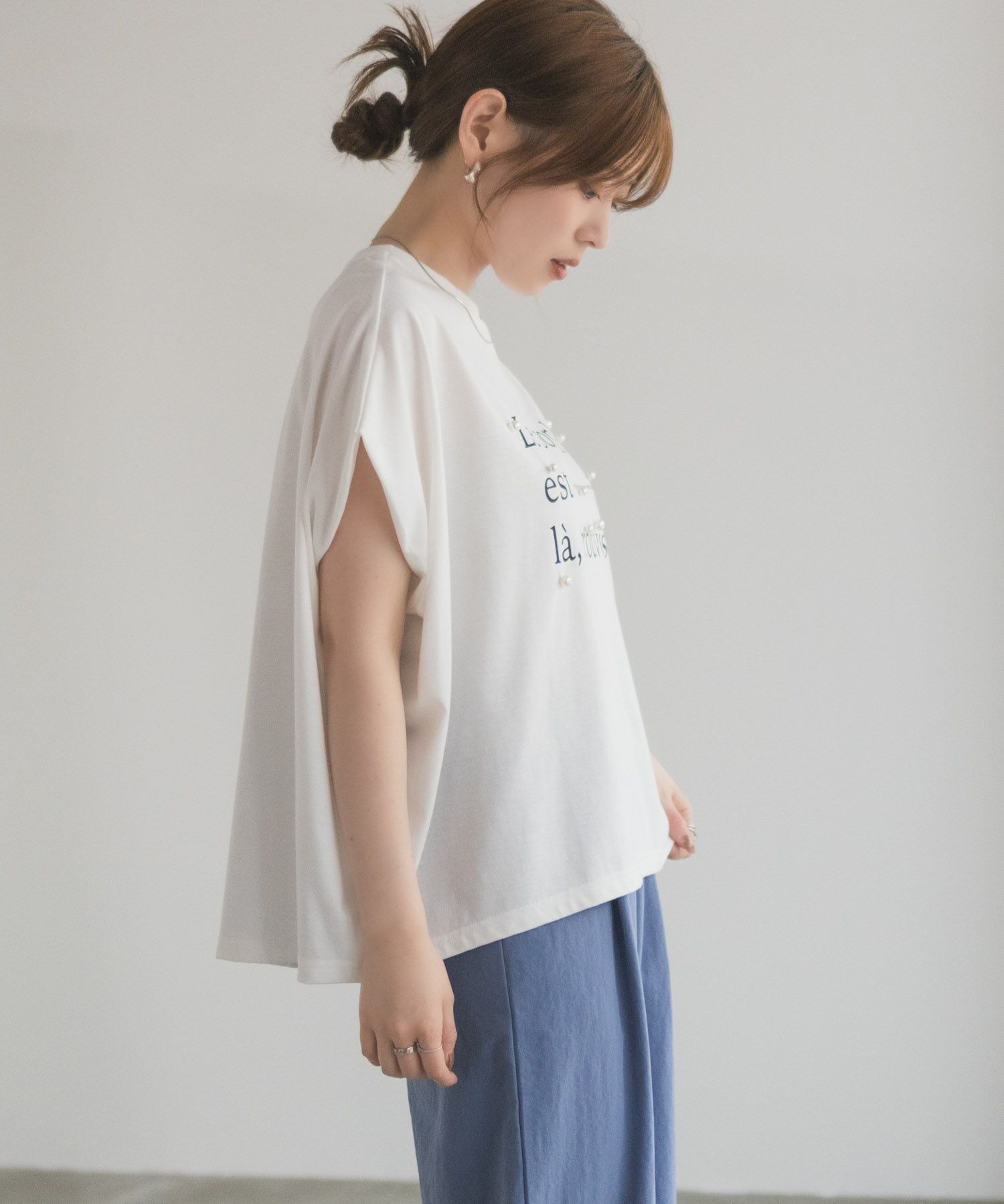 HusHusH パール使いプリントドルマンTシャツ レディース メール便 対応商品商品サムネイル-8