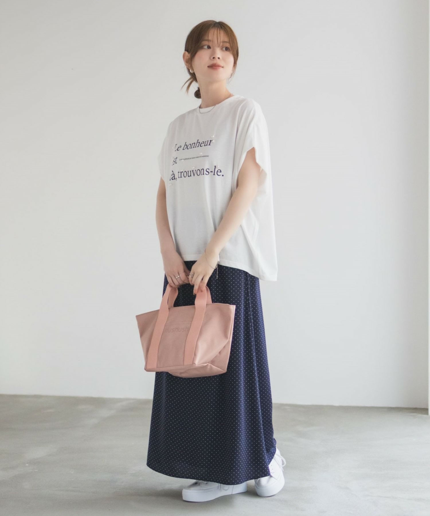 HusHusH パール使いプリントドルマンTシャツ レディース ネコポス 対応商品