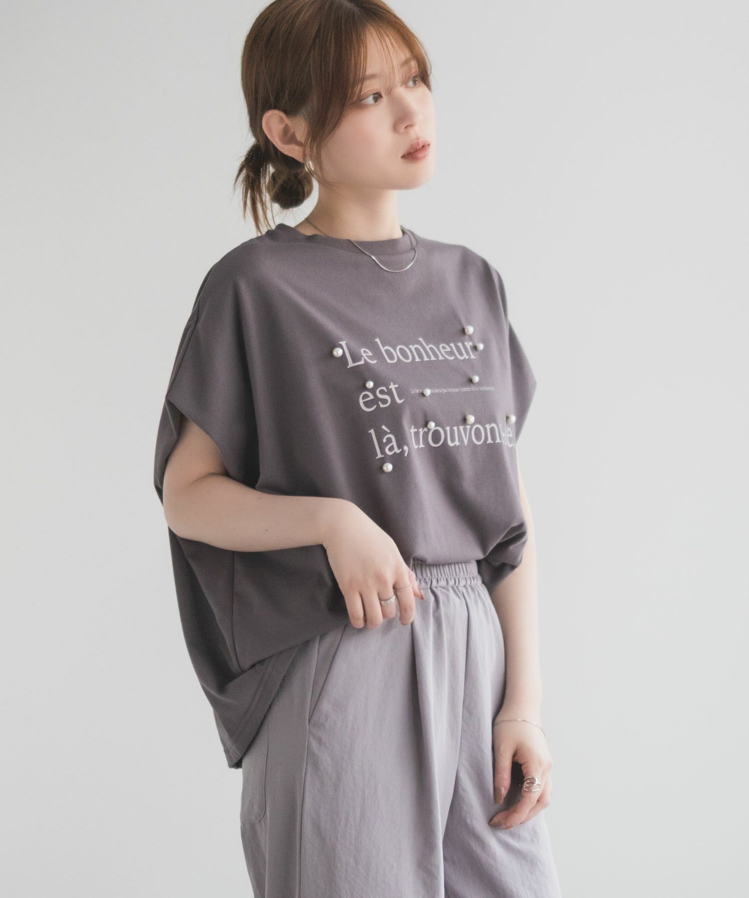 HusHusH  パール使いプリントドルマンTシャツ レディース メール便 対応商品商品画像-13