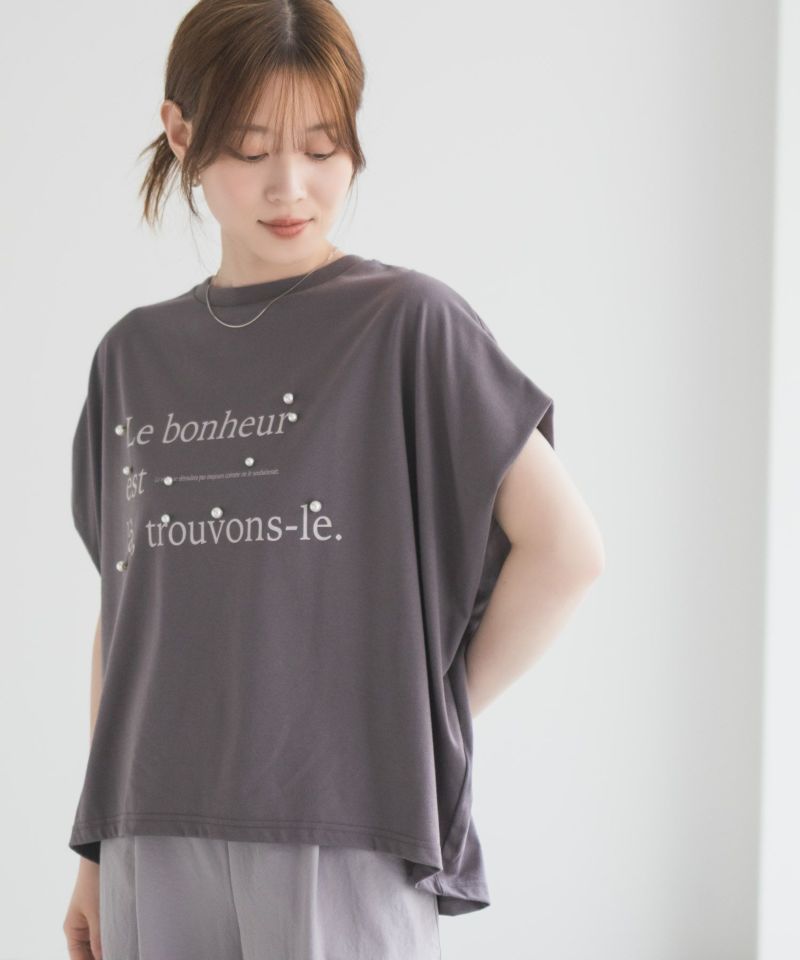 HusHusH パール使いプリントドルマンTシャツ レディース メール便 対応商品商品画像-14