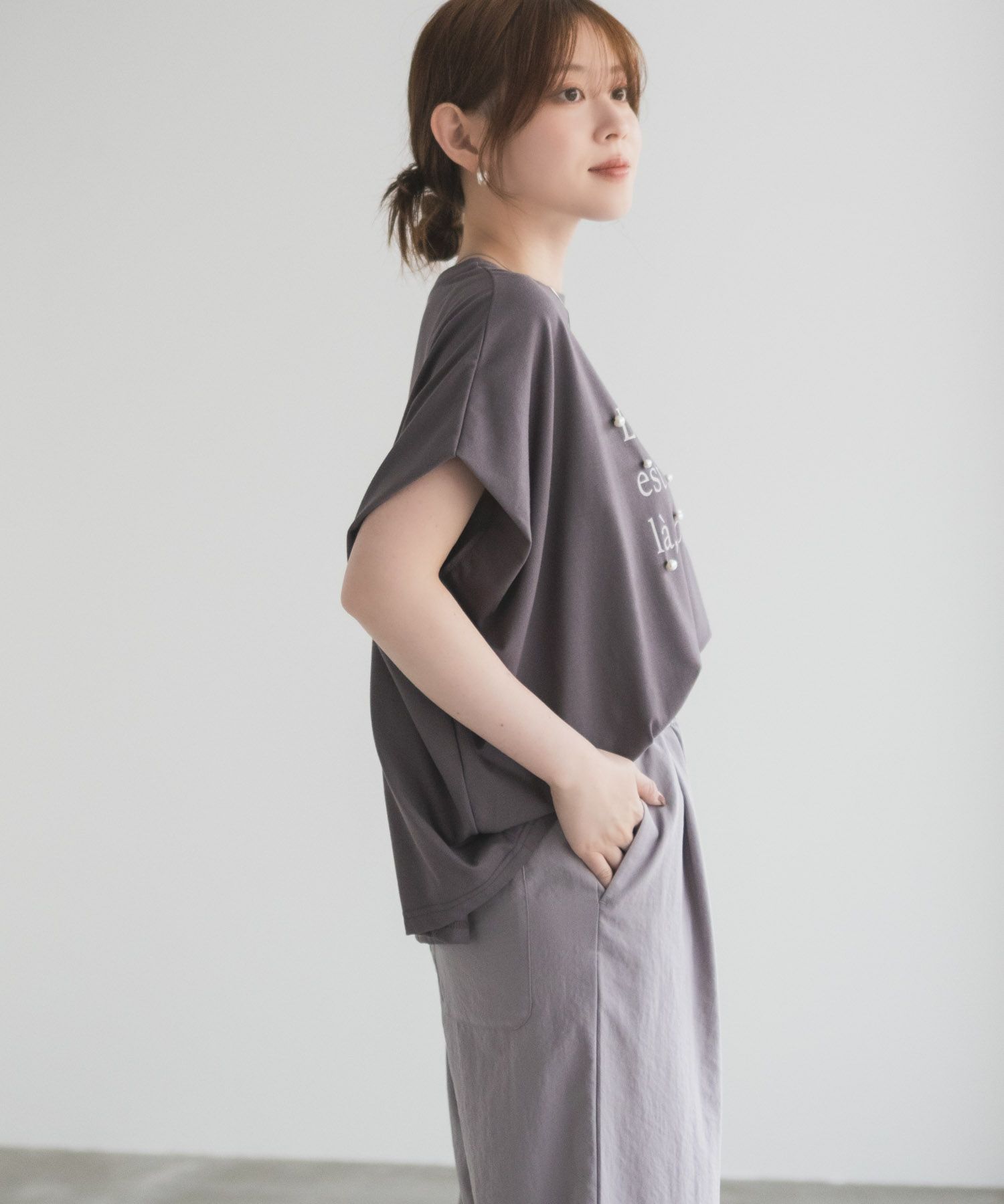 HusHusH パール使いプリントドルマンTシャツ レディース メール便 対応商品商品サムネイル-15