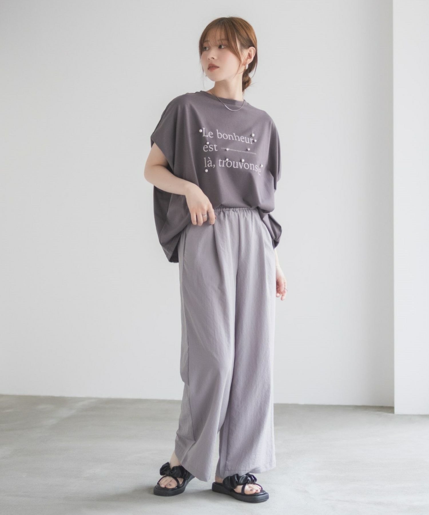 HusHusH パール使いプリントドルマンTシャツ レディース ネコポス 対応商品