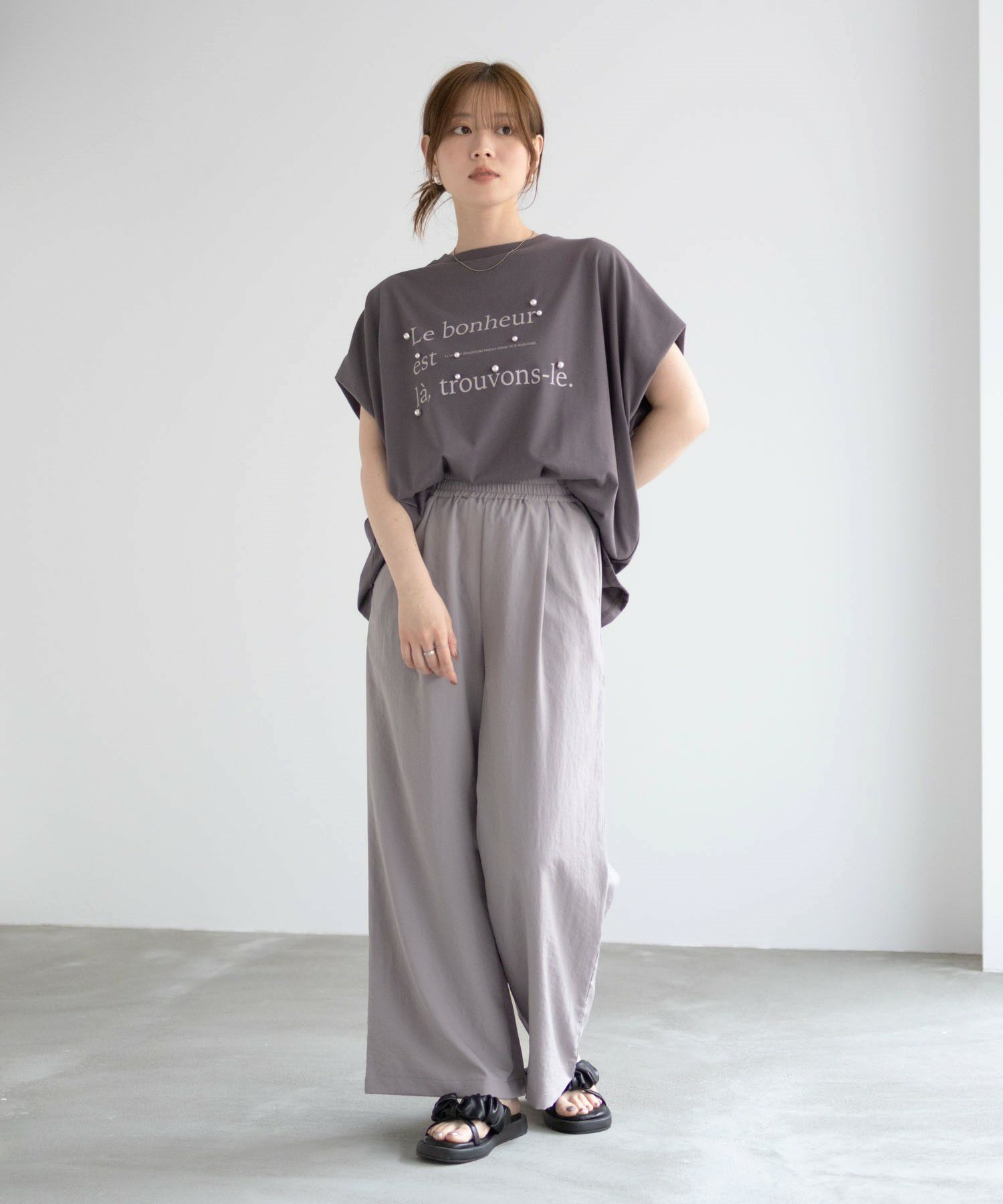 HusHusH パール使いプリントドルマンTシャツ レディース ネコポス 対応商品