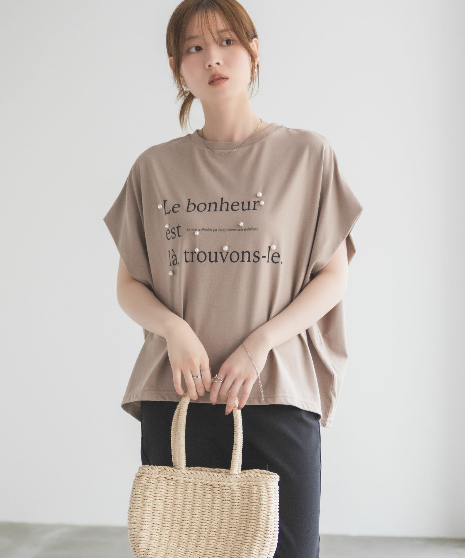 HusHusH パール使いプリントドルマンTシャツ レディース メール便 対応商品商品サムネイル-19