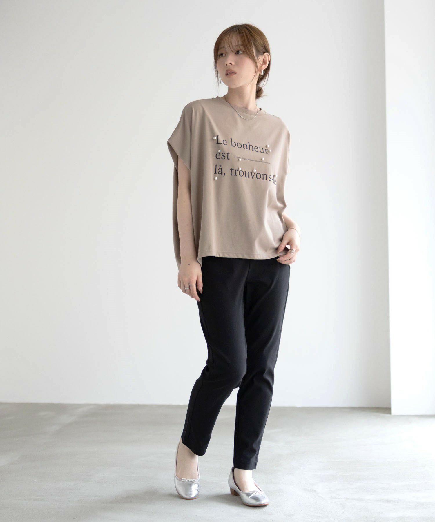 HusHusH パール使いプリントドルマンTシャツ レディース ネコポス 対応商品