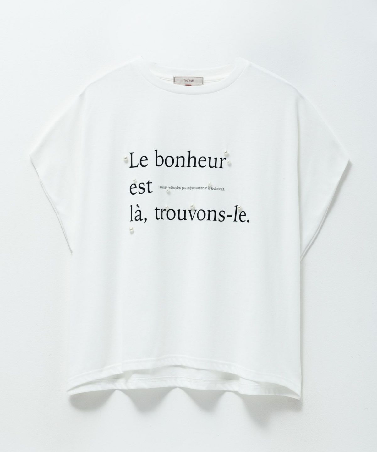 HusHusH パール使いプリントドルマンTシャツ レディース ネコポス 対応商品