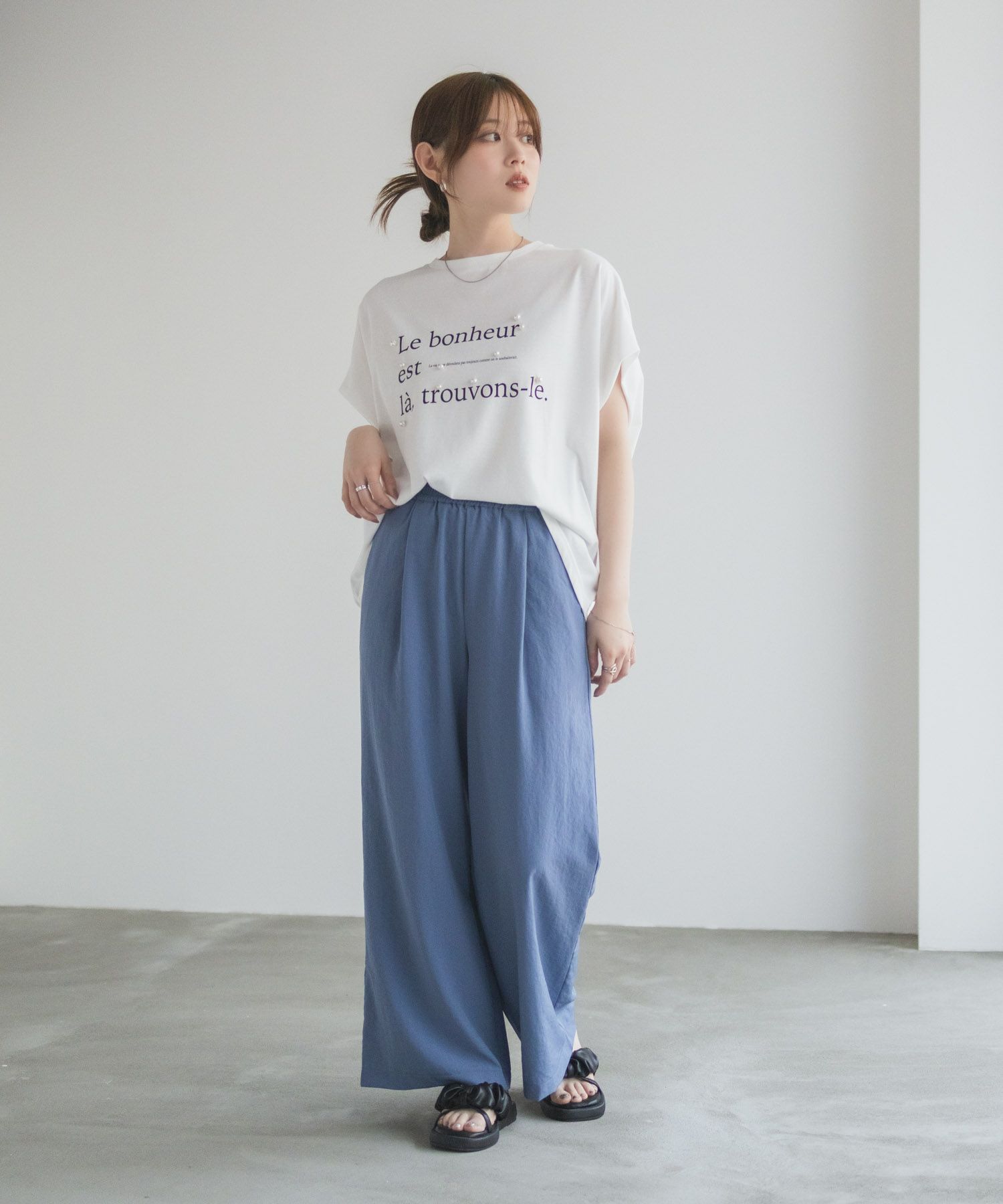 HusHusH パール使いプリントドルマンTシャツ レディース ネコポス 対応商品