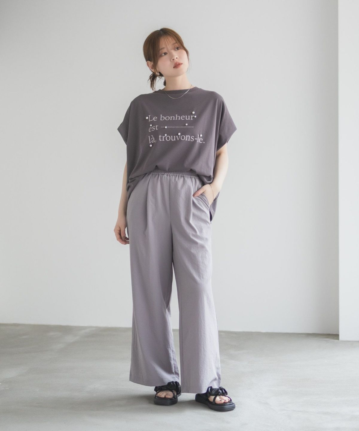HusHusH パール使いプリントドルマンTシャツ レディース ネコポス 対応商品