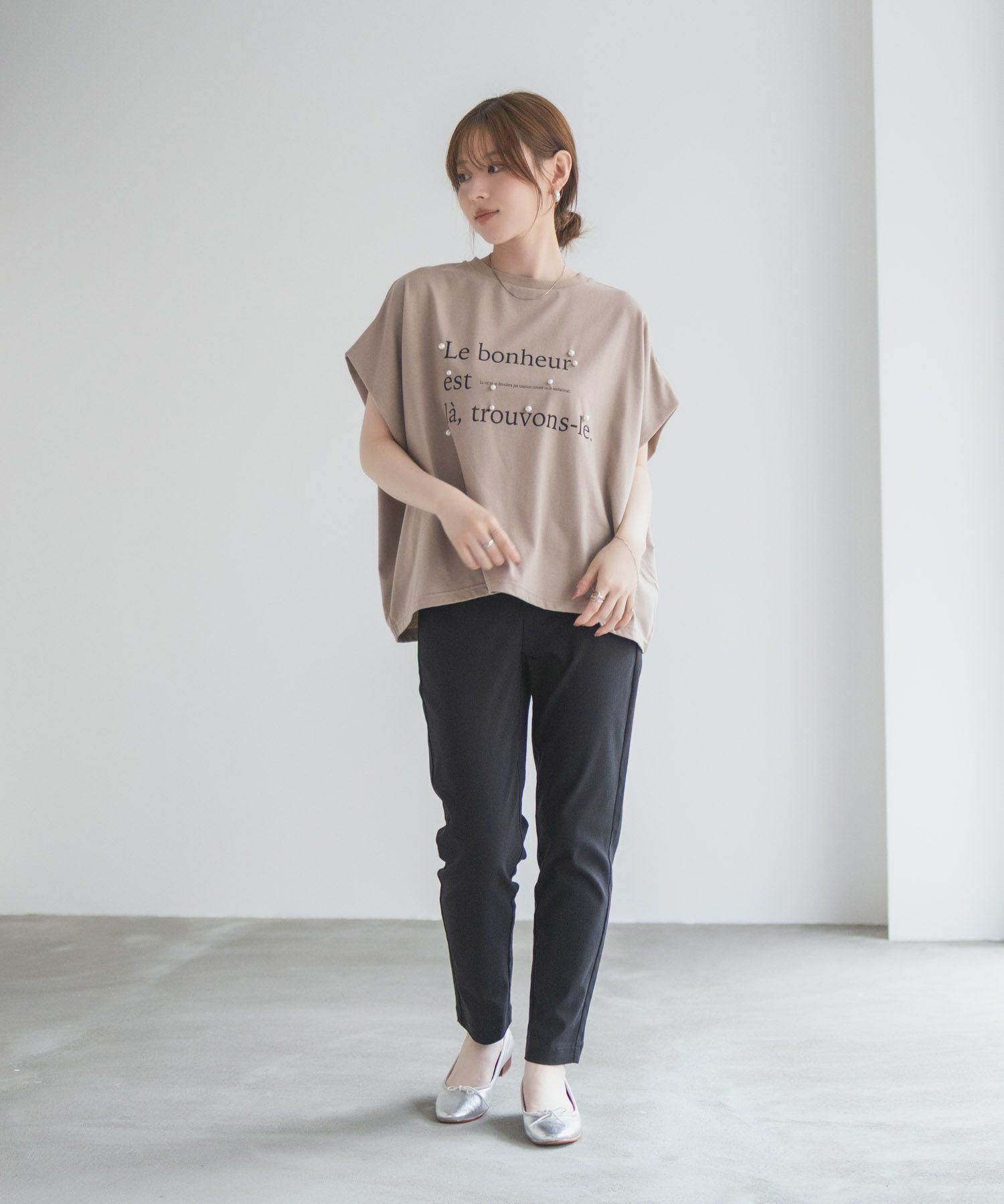 HusHusH パール使いプリントドルマンTシャツ レディース ネコポス 対応商品