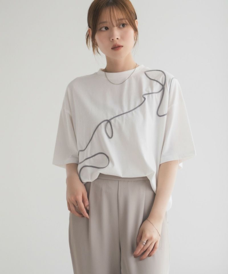 HusHusH コード刺繍Tシャツ レディース メール便 対応商品商品画像-2