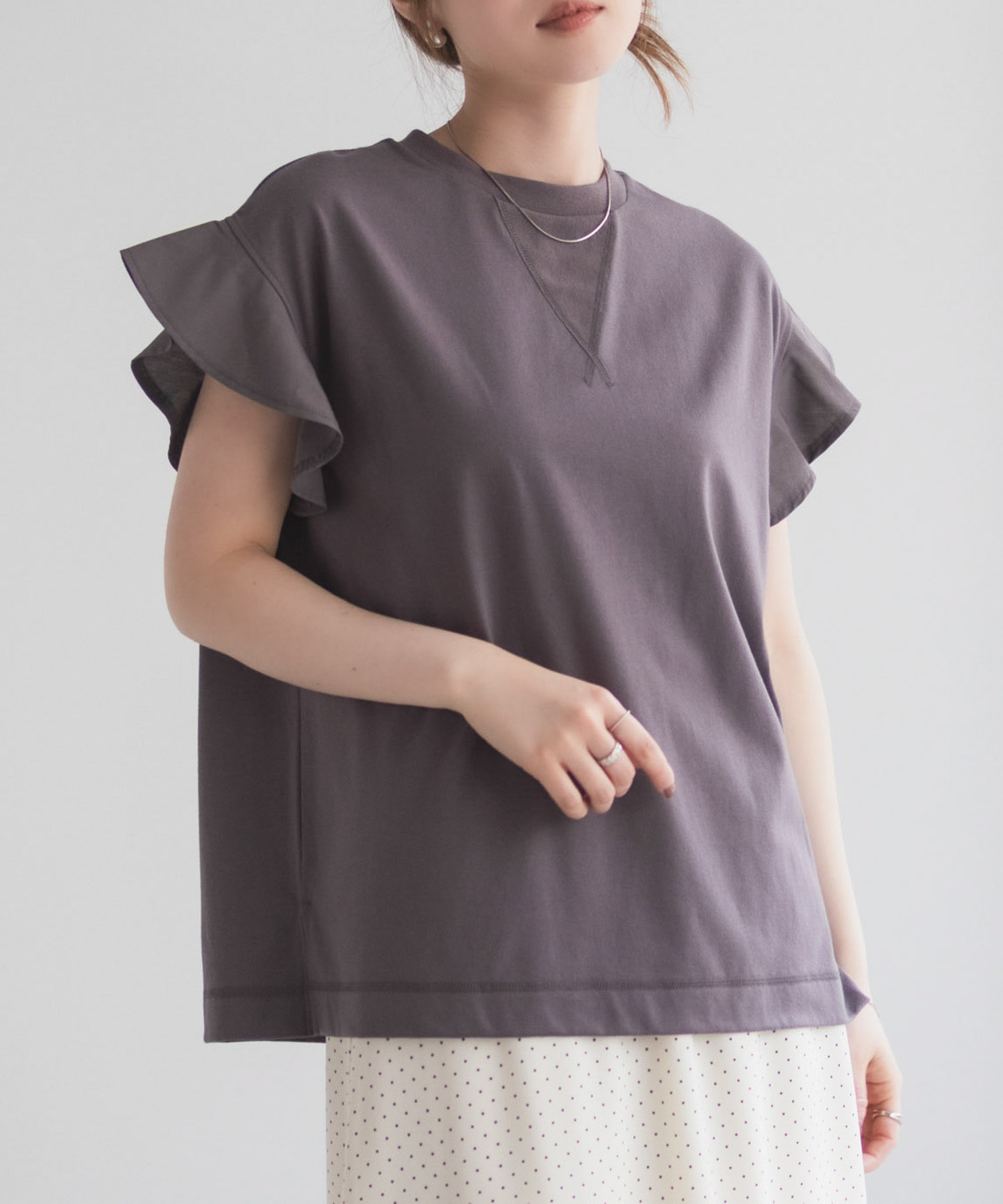 HusHusH  布帛フリルTシャツ レディース メール便 対応商品商品画像-2