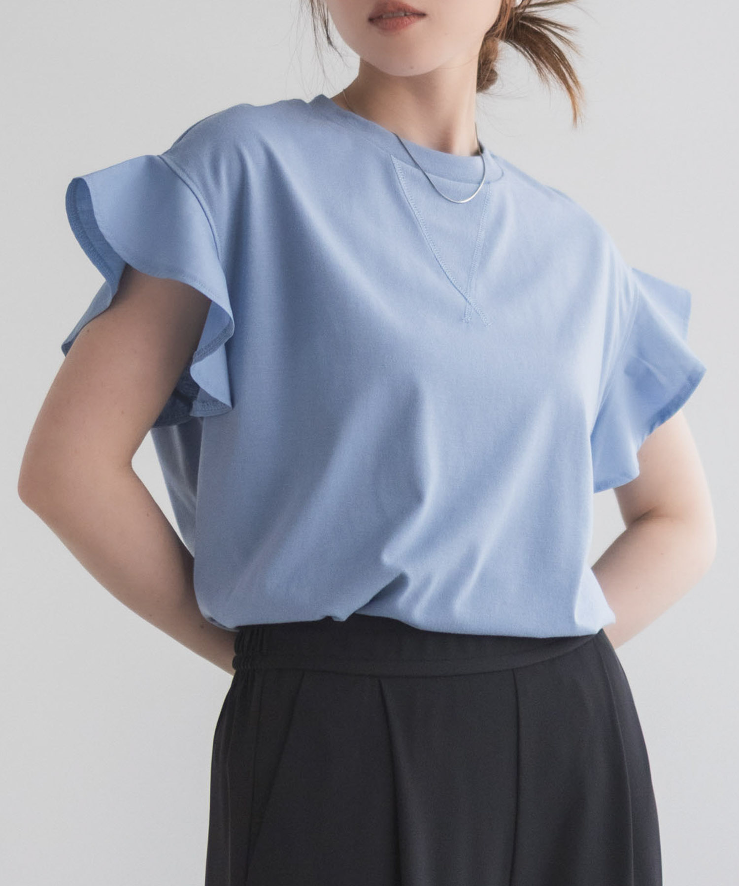 HusHusH  布帛フリルTシャツ レディース メール便 対応商品商品画像-3