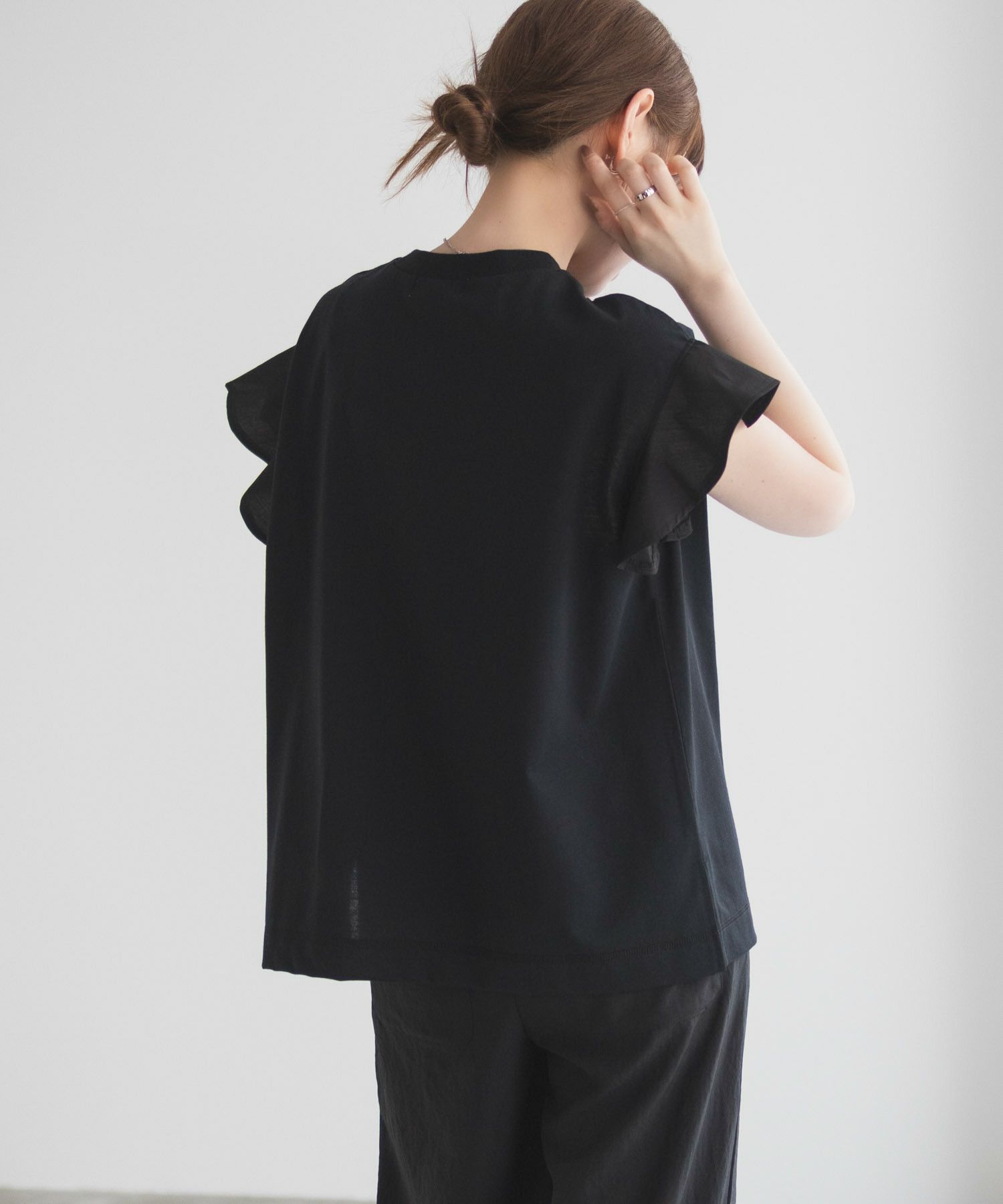 HusHusH 布帛フリルTシャツ レディース メール便 対応商品商品画像-8