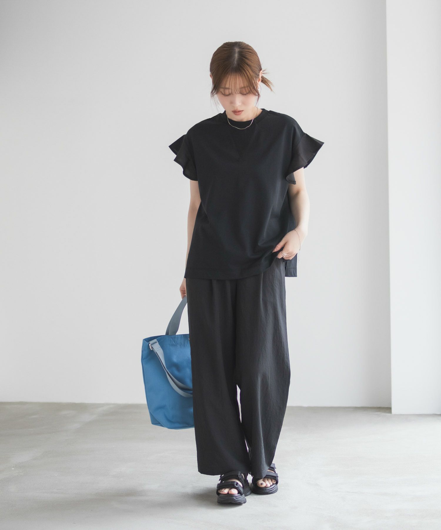 HusHusH 布帛フリルTシャツ レディース メール便 対応商品商品画像-9