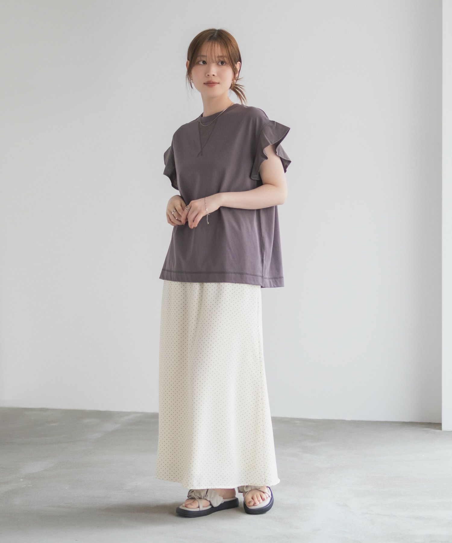 HusHusH 布帛フリルTシャツ レディース メール便 対応商品商品画像-13