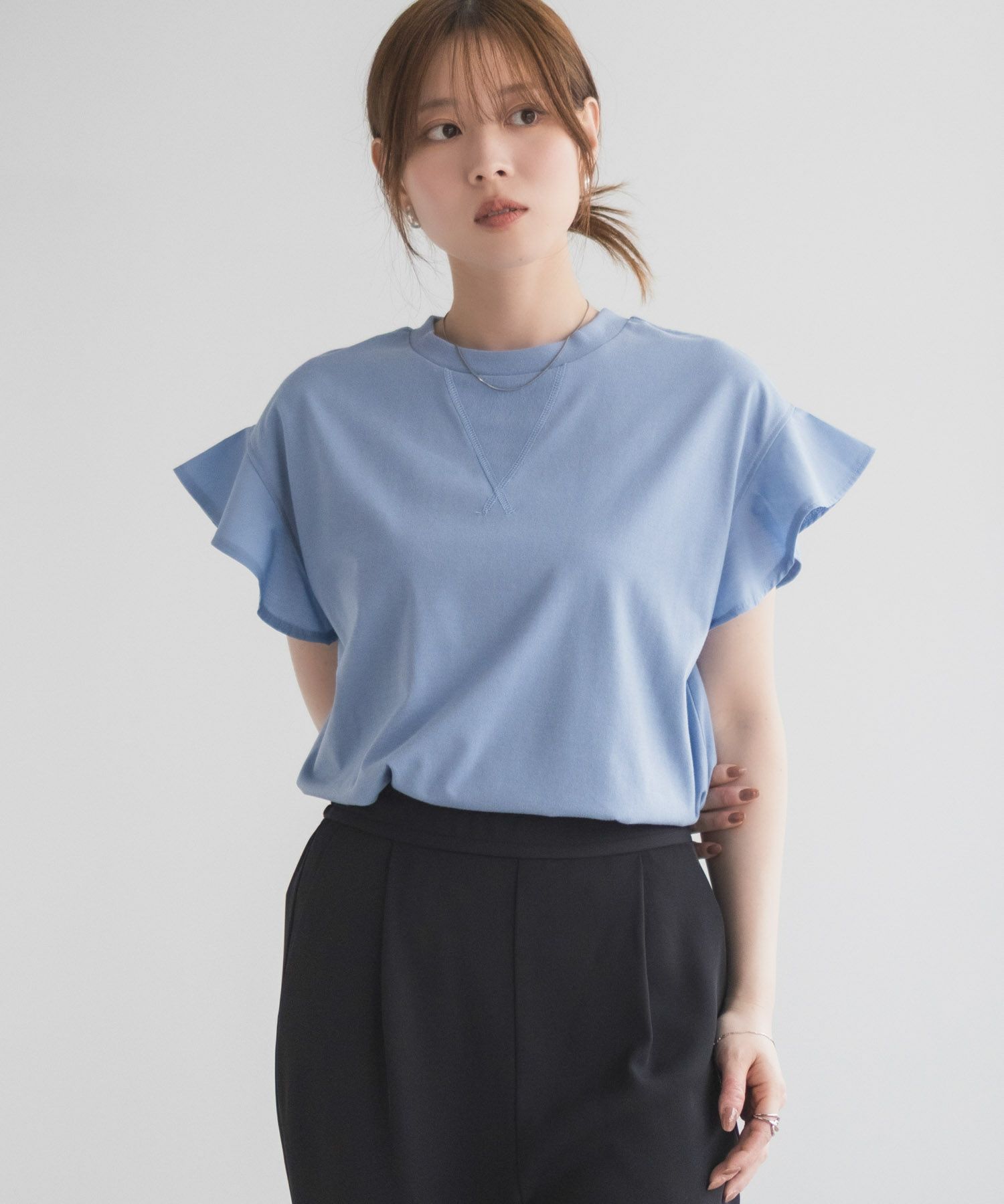 HusHusH 布帛フリルTシャツ レディース メール便 対応商品商品画像-14