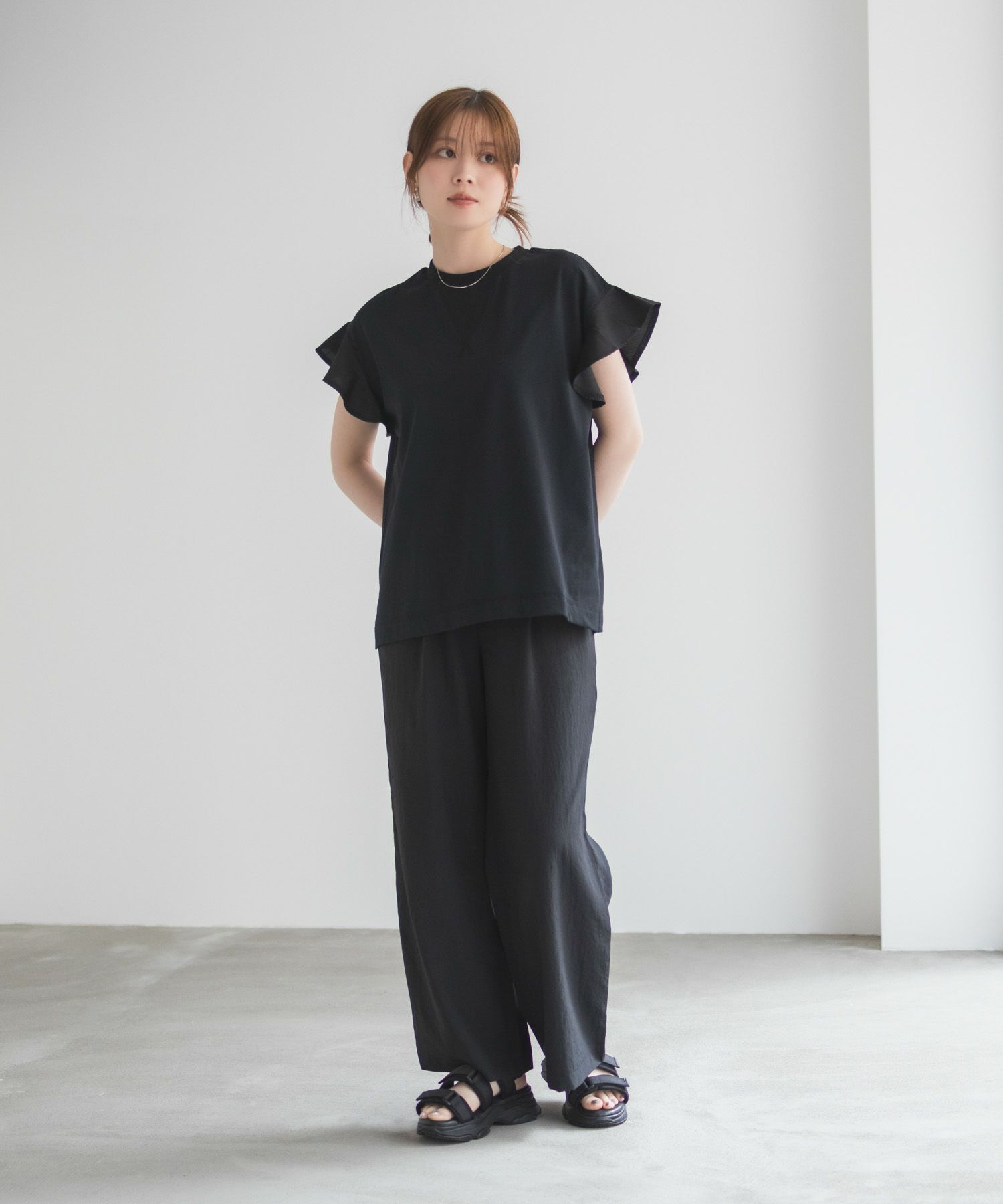 HusHusH 布帛フリルTシャツ レディース メール便 対応商品商品画像-26