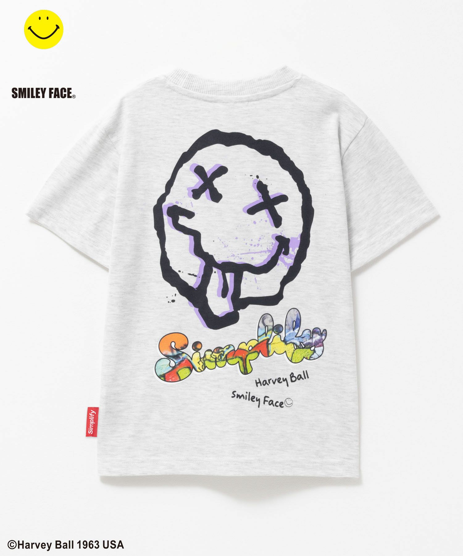 Simplify スマイリーフェイス プリントビッグTシャツ キッズ メール便 対応商品商品画像-3