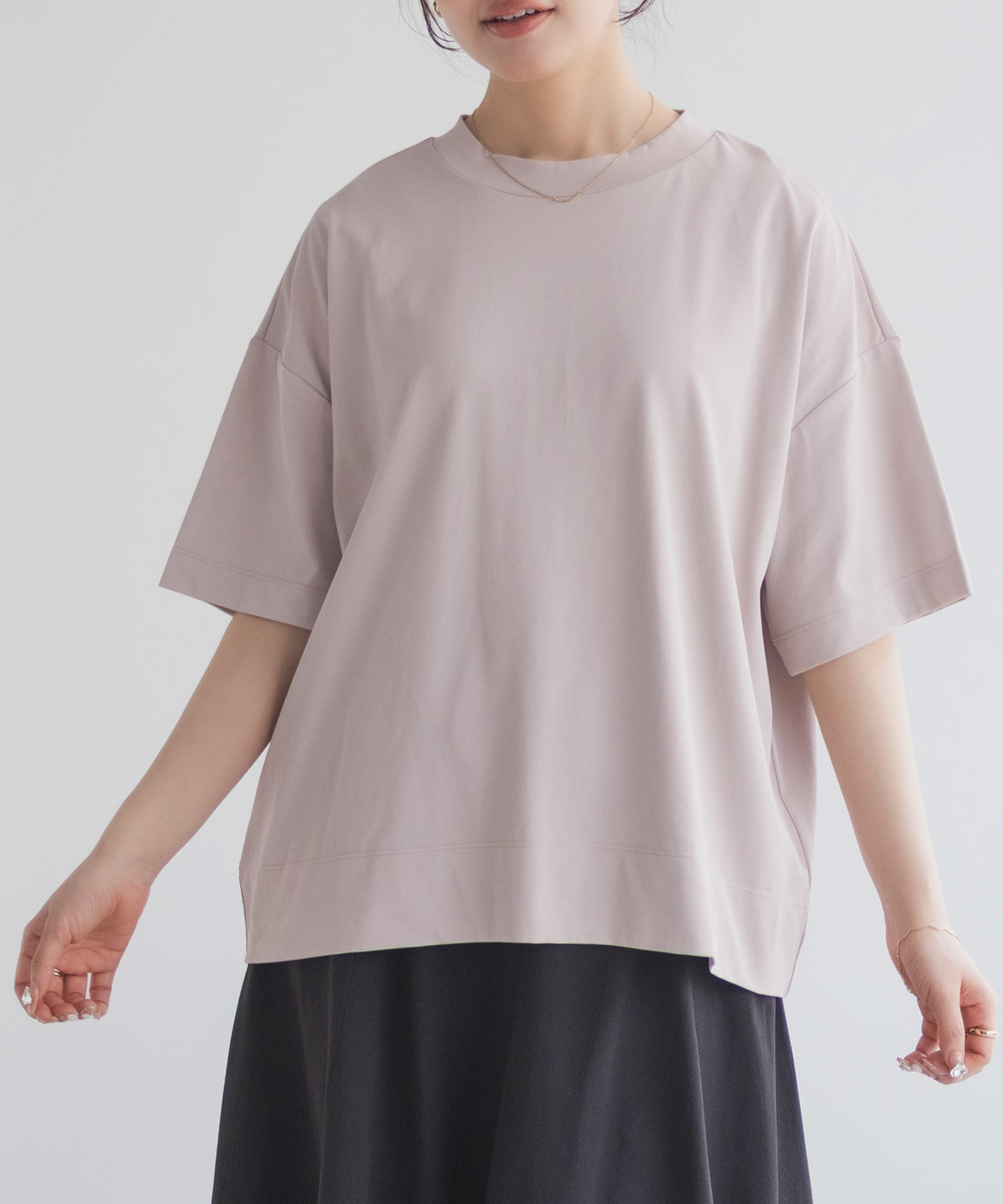 nAvy エブリーT 汗じみ軽減 プチハイネックTシャツ レディース ネコポス 対応商品