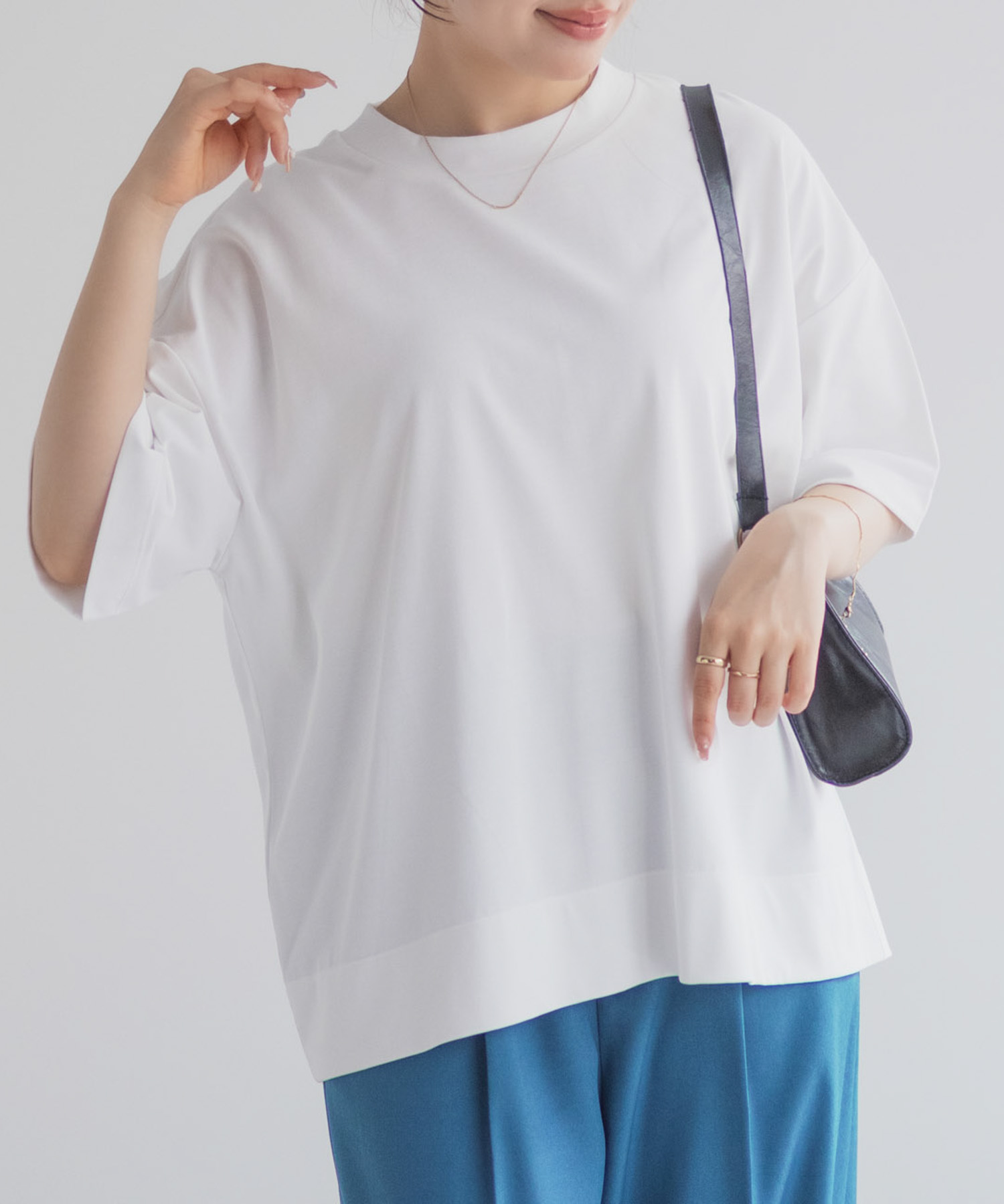 nAvy エブリーT 汗じみ軽減 プチハイネックTシャツ レディース ネコポス 対応商品