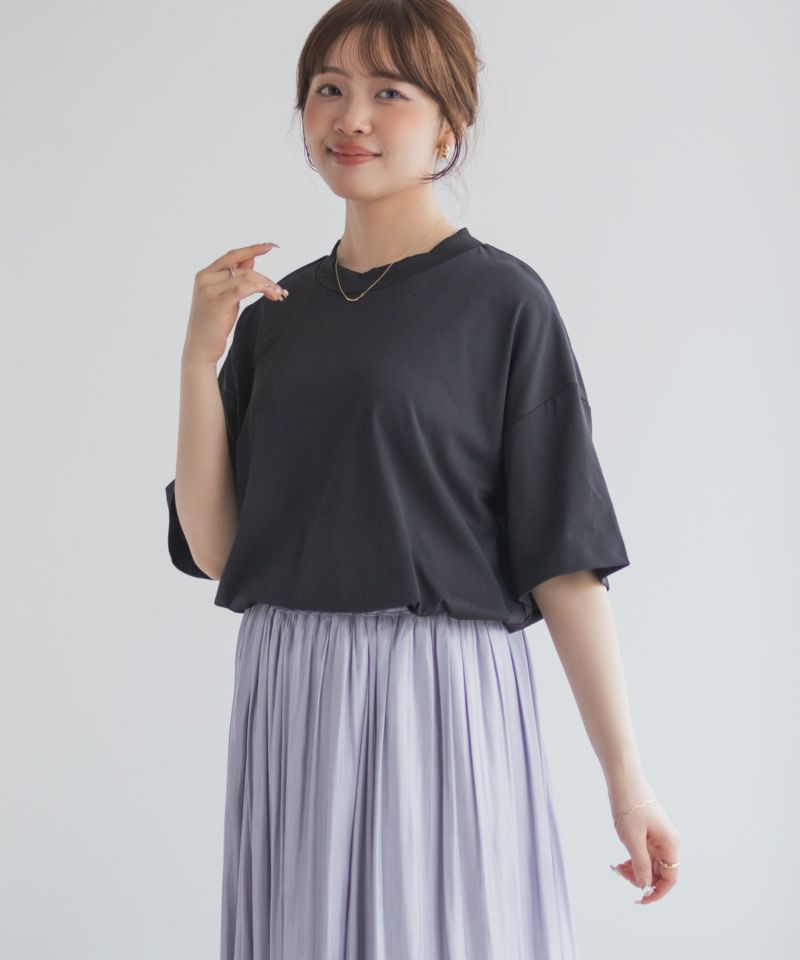 nAvy エブリーT 汗じみ軽減 プチハイネックTシャツ レディース