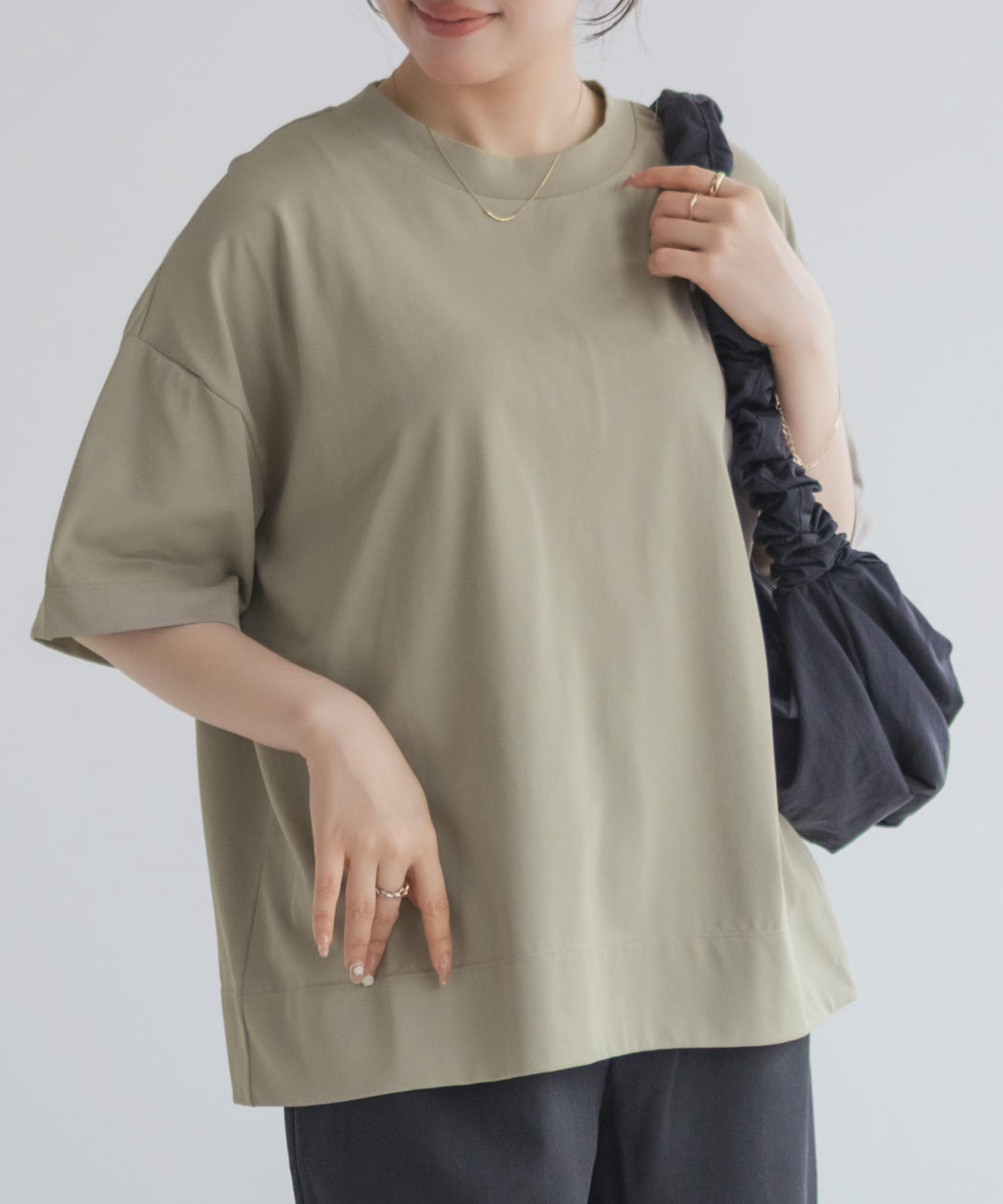 nAvy エブリーT 汗じみ軽減 プチハイネックTシャツ レディース ネコポス 対応商品