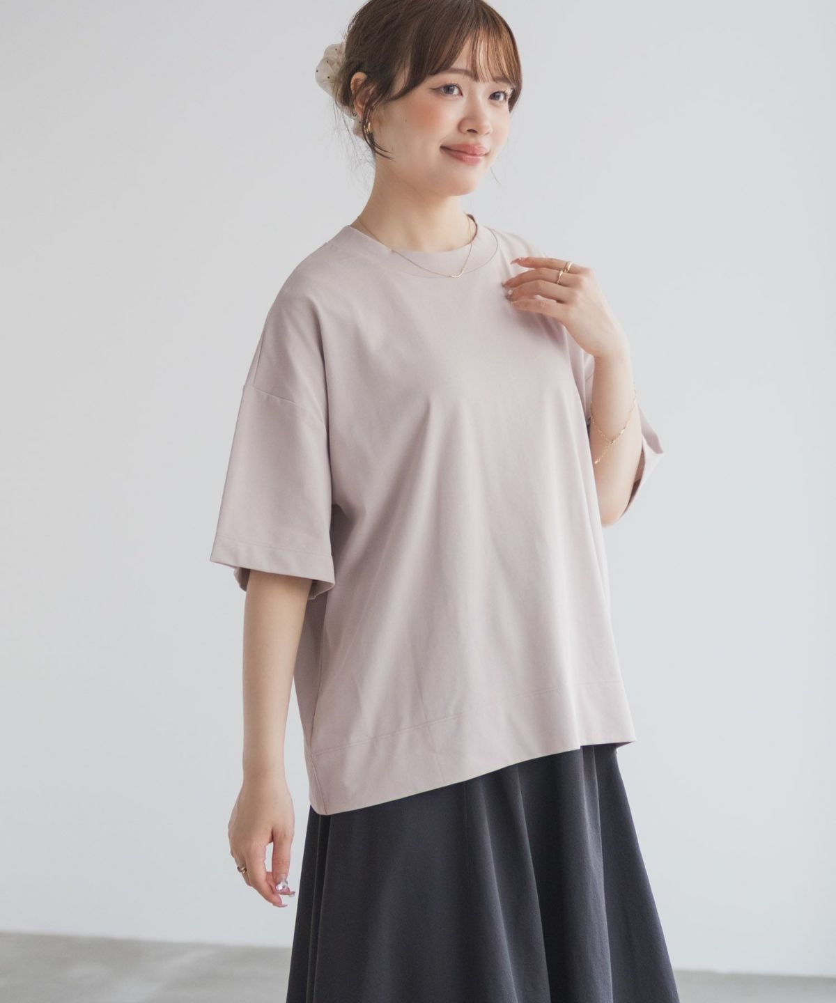 nAvy エブリーT 汗じみ軽減 プチハイネックTシャツ レディース ネコポス 対応商品