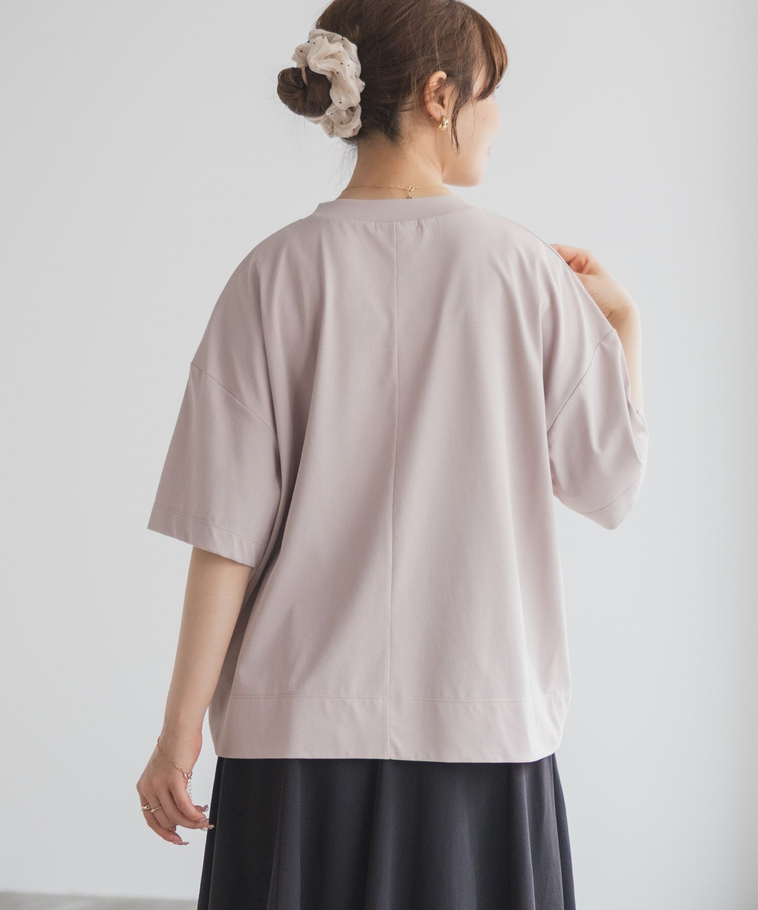 nAvy エブリーT 汗じみ軽減 プチハイネックTシャツ レディース ネコポス 対応商品