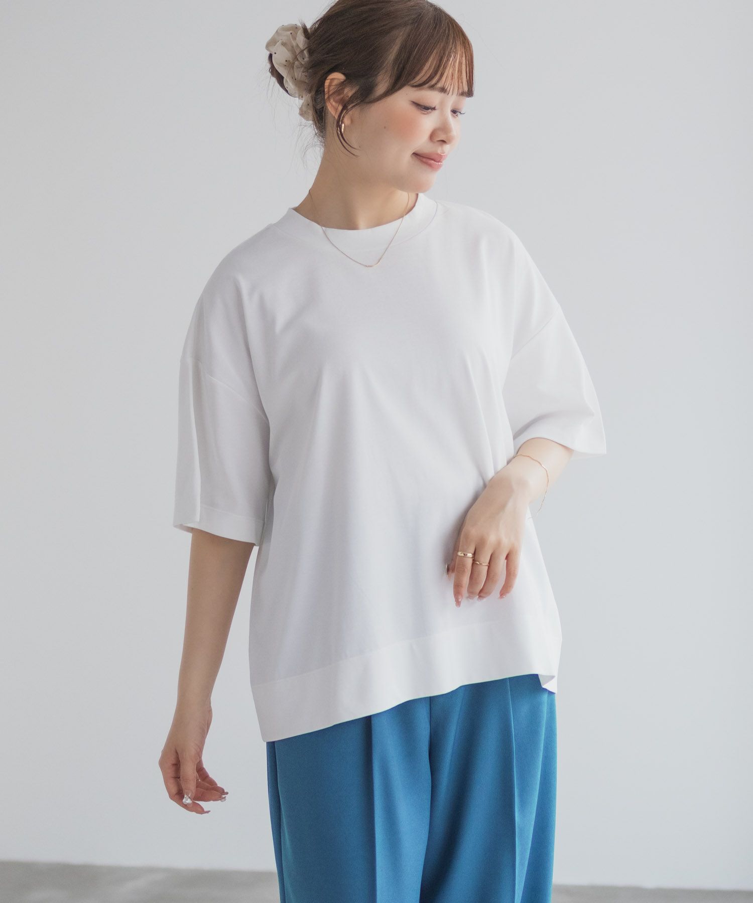 nAvy エブリーT 汗じみ軽減 プチハイネックTシャツ レディース ネコポス 対応商品