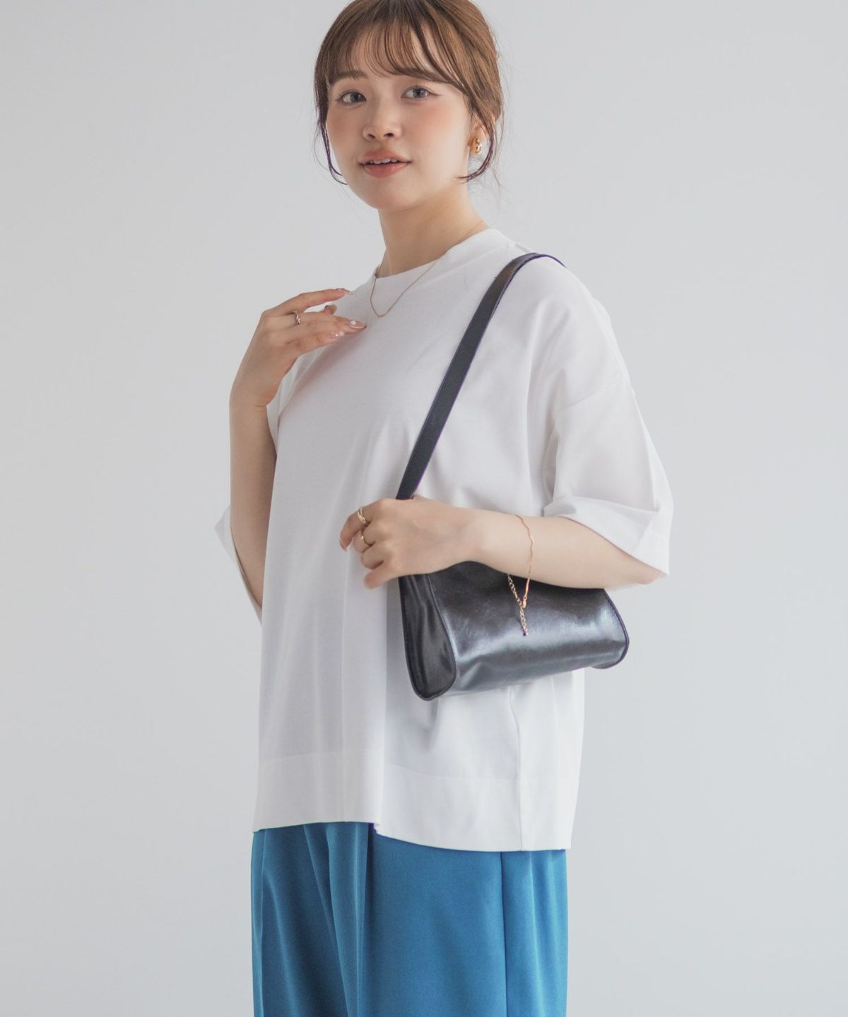 nAvy エブリーT 汗じみ軽減 プチハイネックTシャツ レディース ネコポス 対応商品