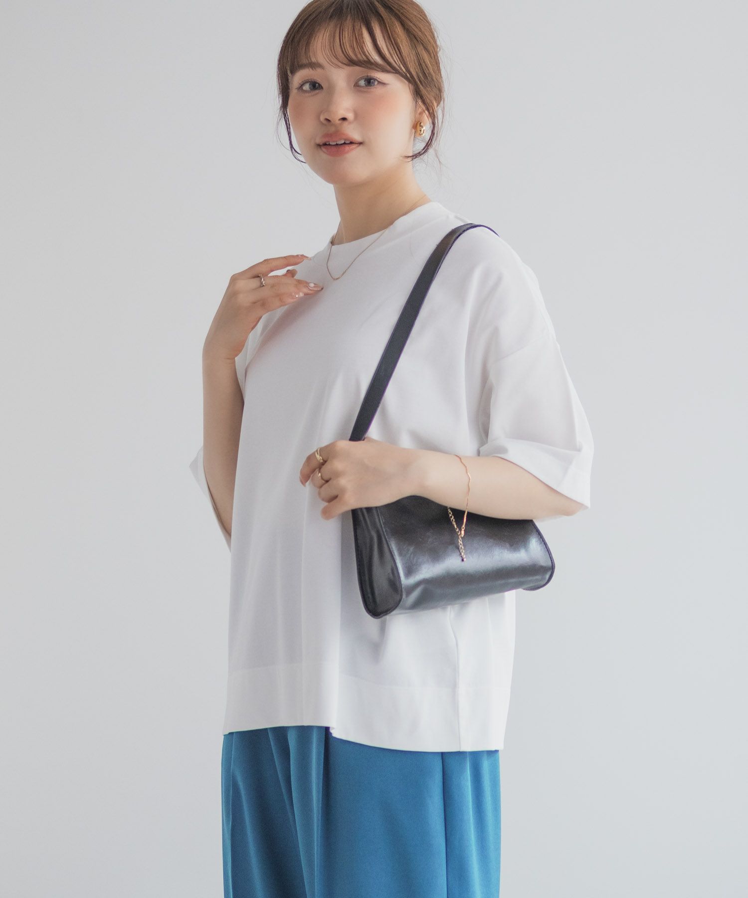 nAvy エブリーT 汗じみ軽減 プチハイネックTシャツ レディース ネコポス 対応商品