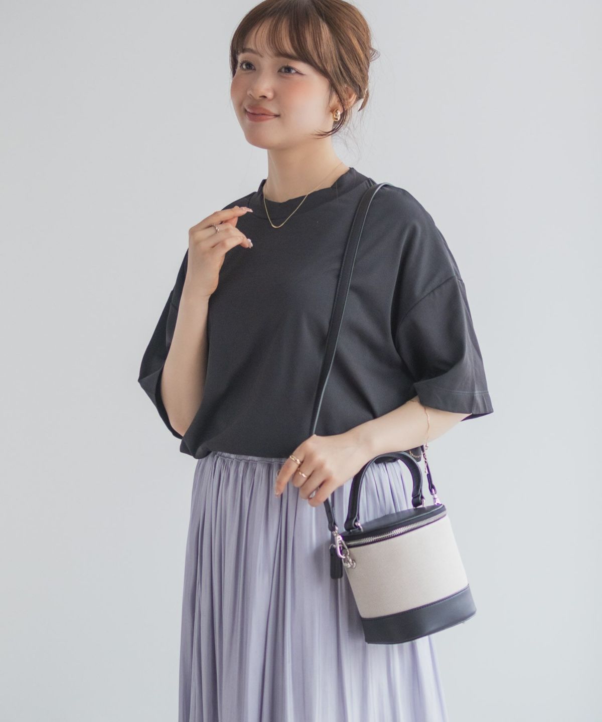 nAvy エブリーT 汗じみ軽減 プチハイネックTシャツ レディース ネコポス 対応商品