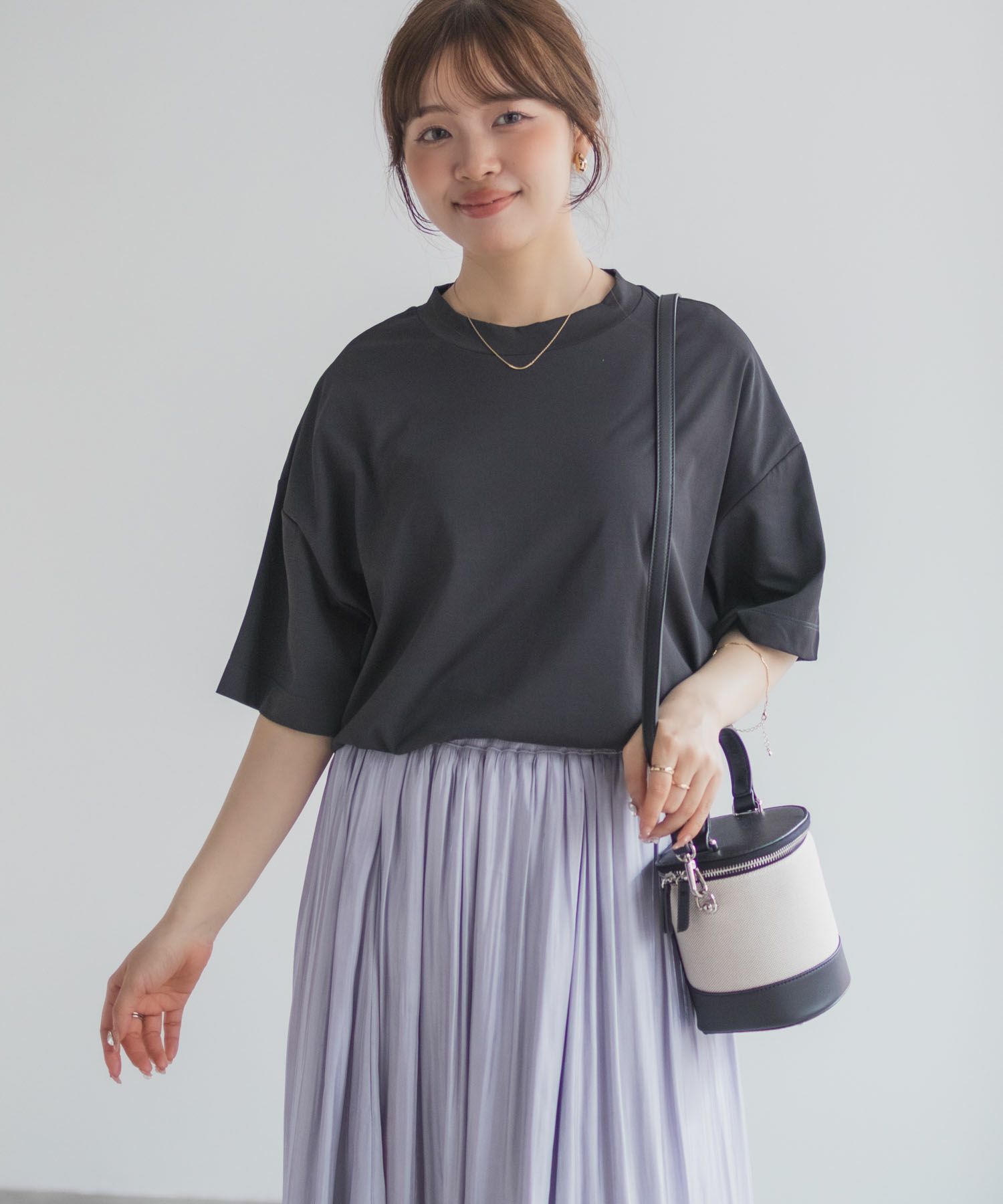 nAvy エブリーT 汗じみ軽減 プチハイネックTシャツ レディース メール便 対応商品商品画像-17