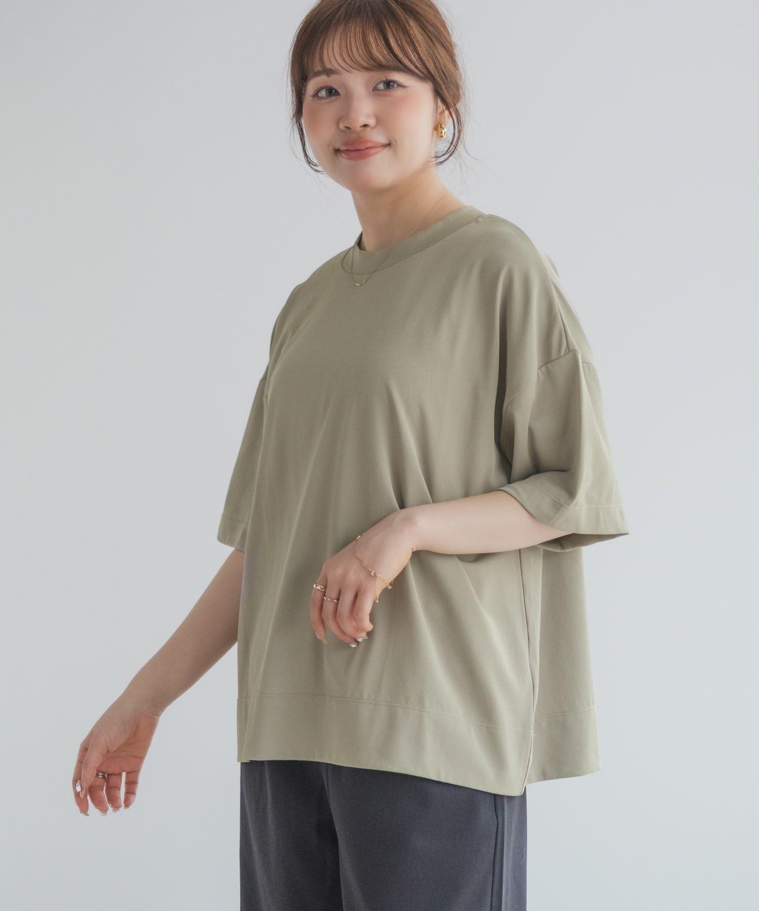 nAvy エブリーT 汗じみ軽減 プチハイネックTシャツ レディース ネコポス 対応商品