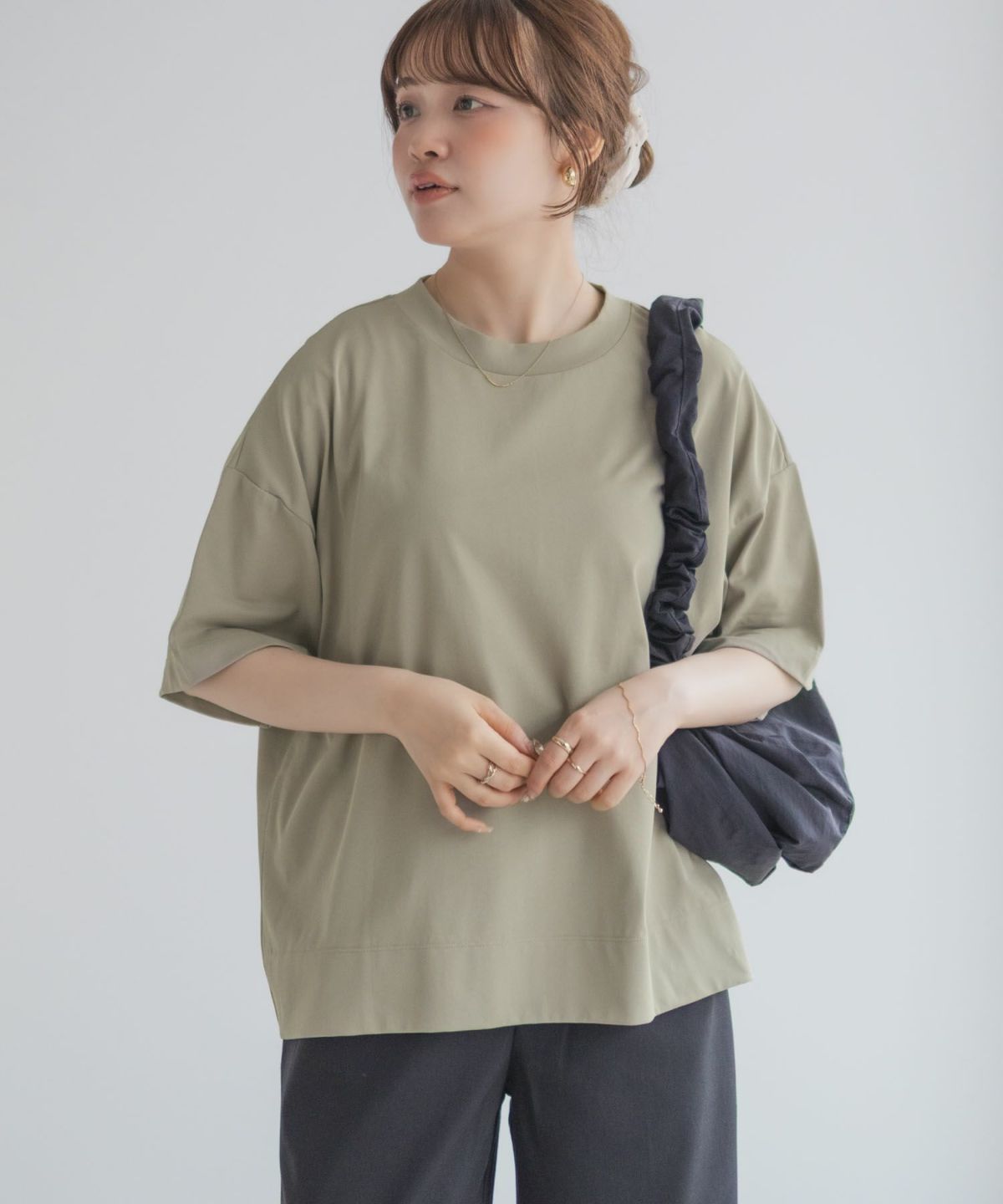 nAvy エブリーT 汗じみ軽減 プチハイネックTシャツ レディース ネコポス 対応商品