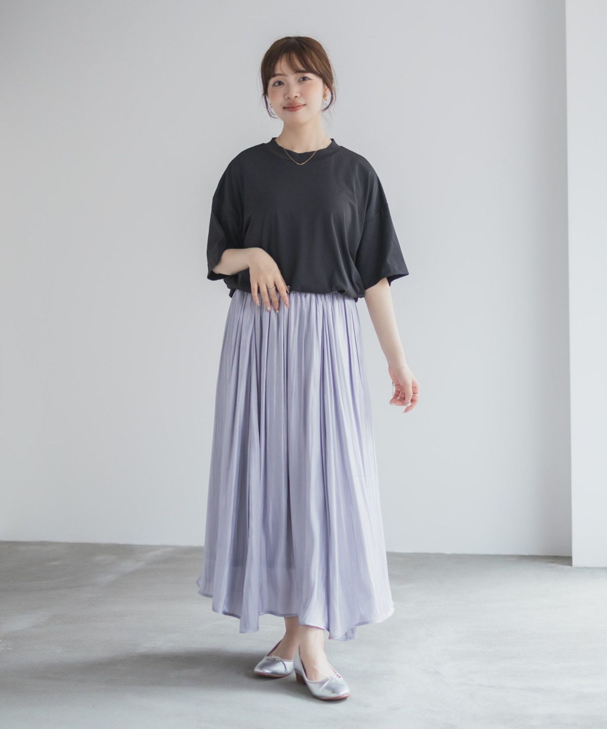 nAvy エブリーT 汗じみ軽減 プチハイネックTシャツ レディース ネコポス 対応商品